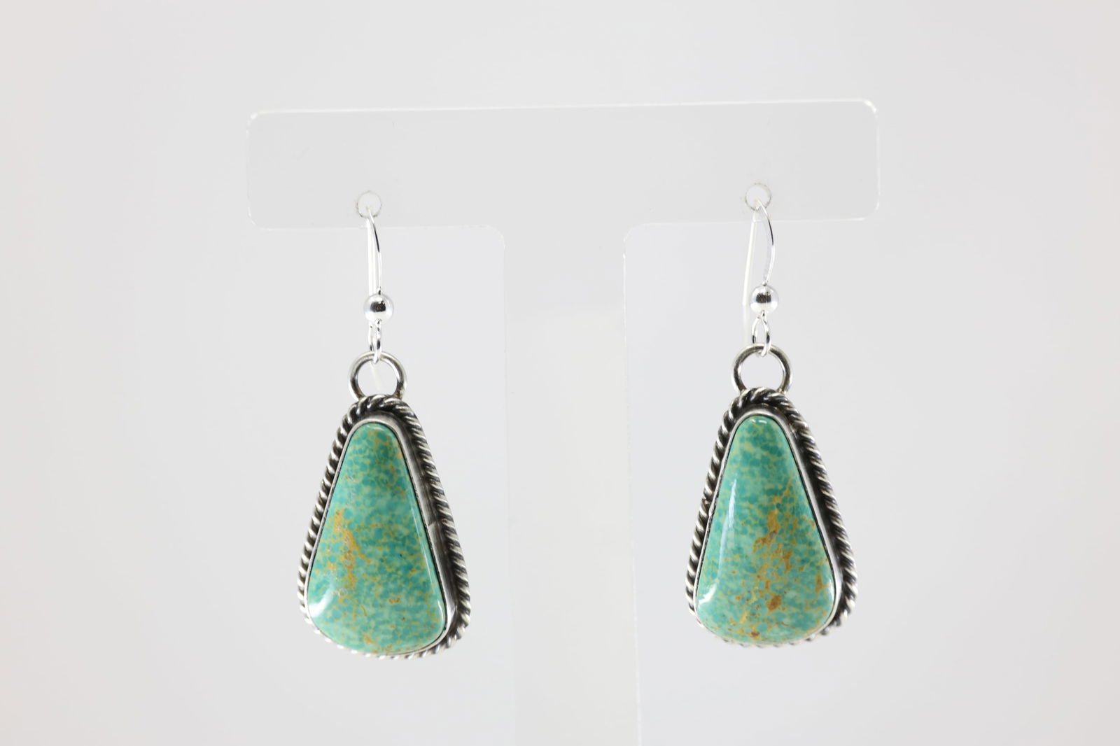 Native America Navajo Sterling Silver Kingman Turquoise Dangling Earring's By Chassity Belone. (1 of 4)