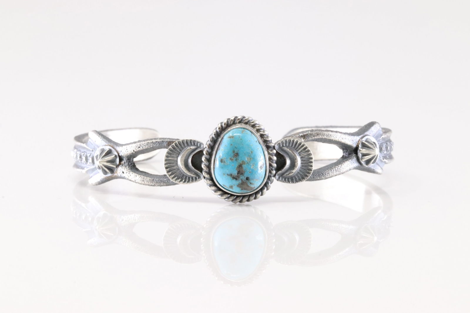 Native America Navajo Sterling Silver Turquoise Bracelet Cuff By Kevin Billah. From C Company. (1 of 4)