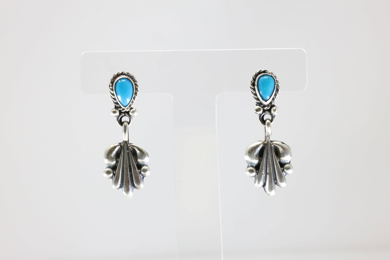 Native America Navajo Sterling Silver Turquoise Post Dangling Earring's By Harris Largo. From R.B: This is a Native America Navajo Sterling Silver Turquoise Post Dangling Earring's By Harris Largo. From R.B Company. Stamp R.B.