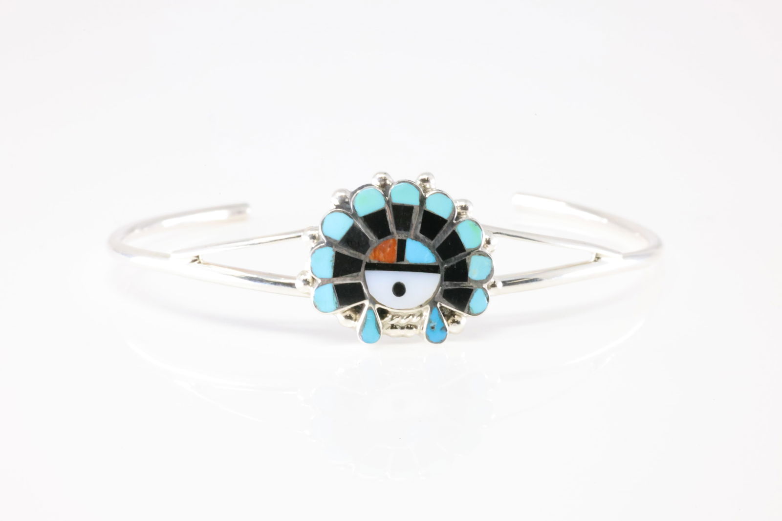 Native America Zuni Sterling Silver Multicolor Stone Bracelet Cuff By ER.: This is a Native America Zuni Sterling Silver Multicolor Stone Bracelet Cuff By ER. Stamp ER.