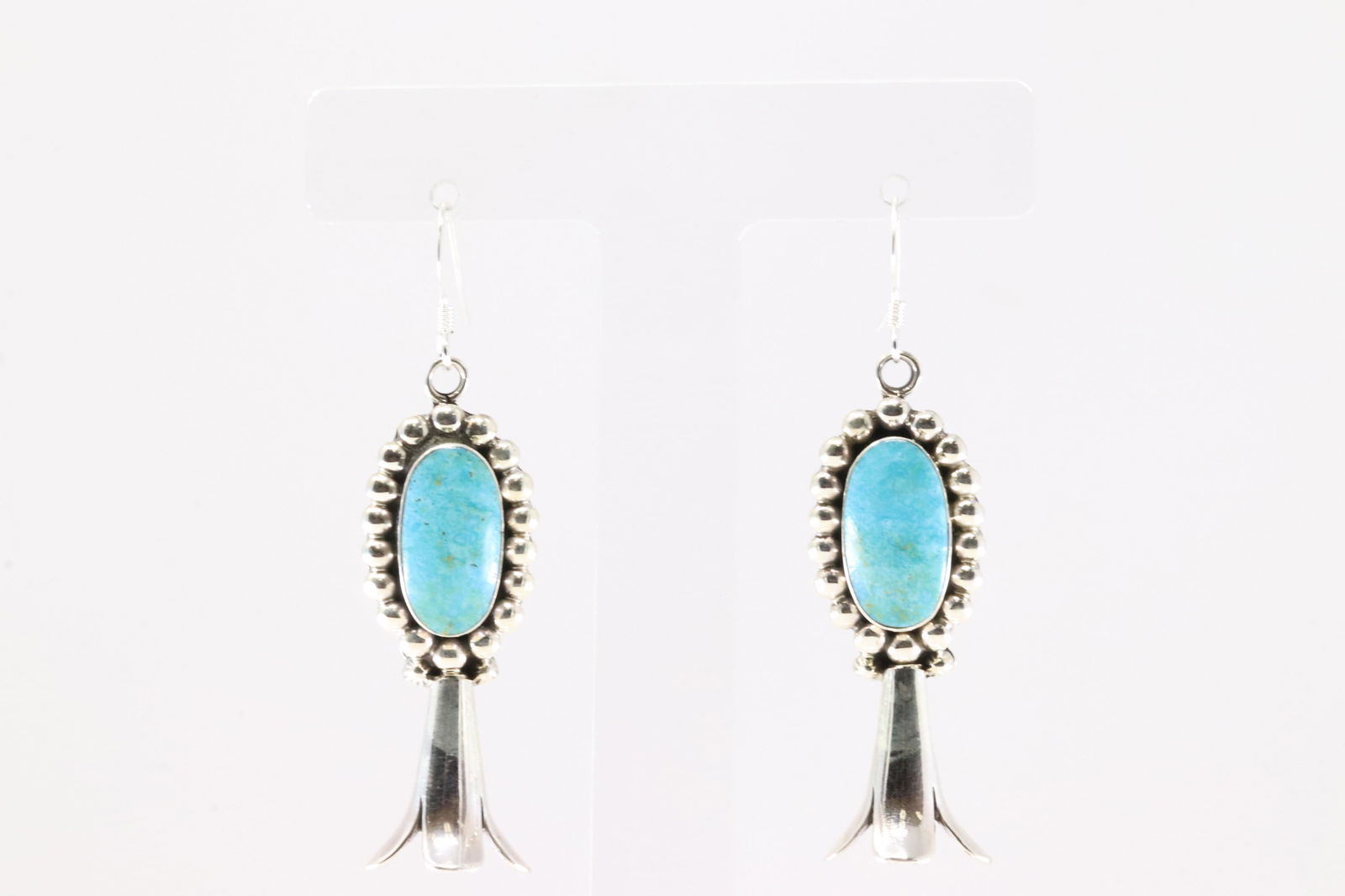 America Sterling Silver Turquoise Blossom Dangling Earring's.: This is a America Sterling Silver Turquoise Blossom Dangling Earring's.