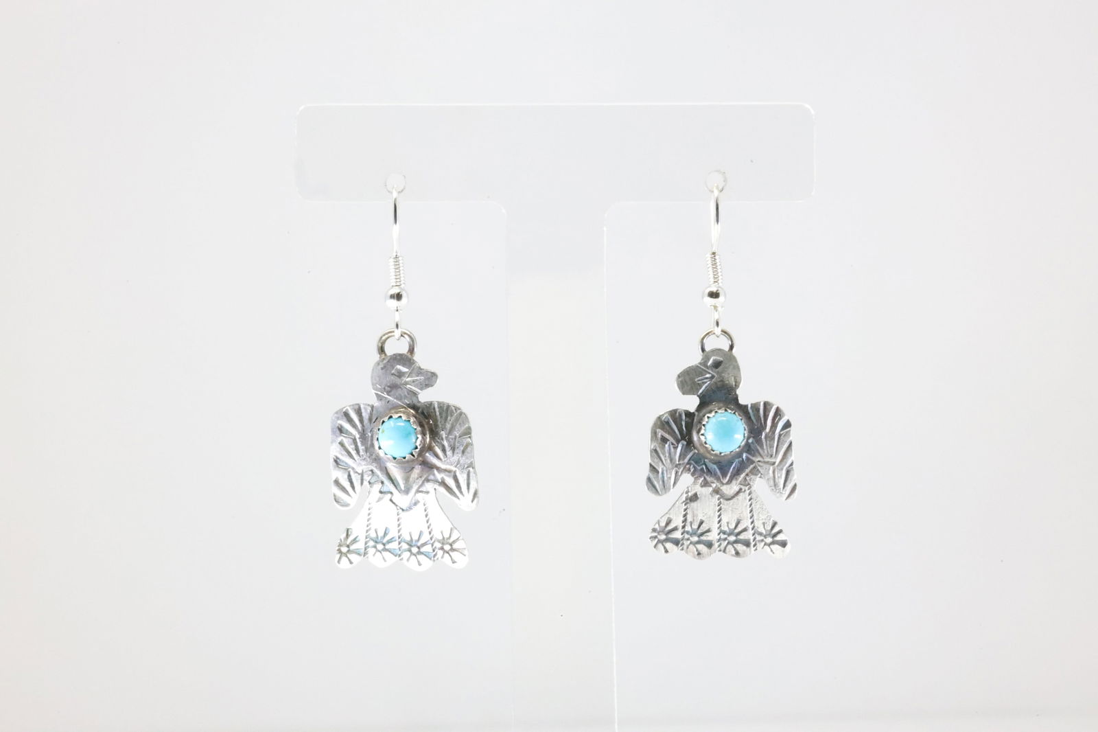 Native America Navajo Sterling Silver Kingman Turquoise Thunderbird Dangling Earring's By Gabriela: This is a Native America Navajo Sterling Silver Kingman Turquoise Thunderbird Dangling Earring's By Gabriela Yazzie. Stamp G.T.Y.