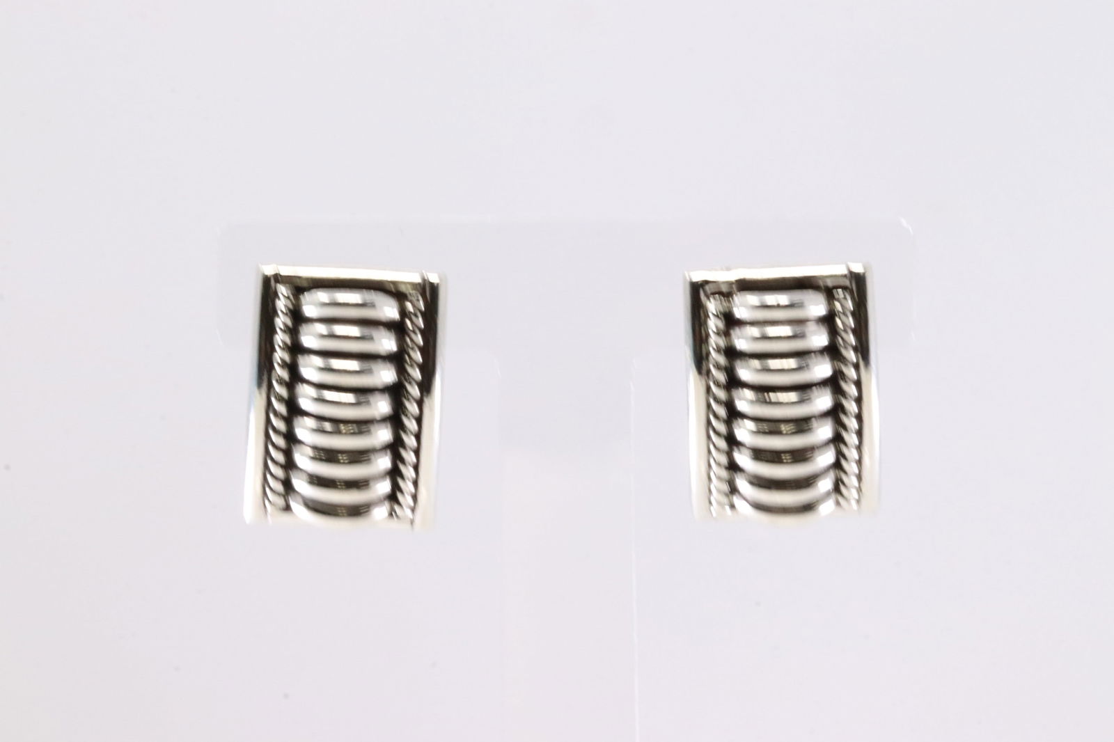 Native America Navajo Sterling Silver Solid Stamp Post Earring's By Thomas Charley. (1 of 4)
