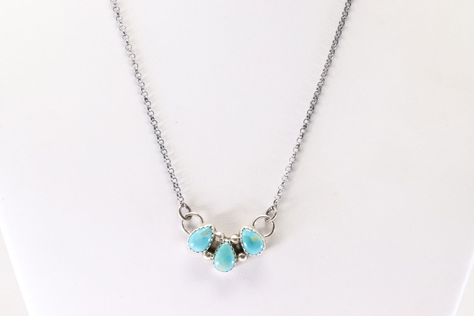 Native America Navajo Sterling Silver Turquoise Necklace By B. (1 of 4)