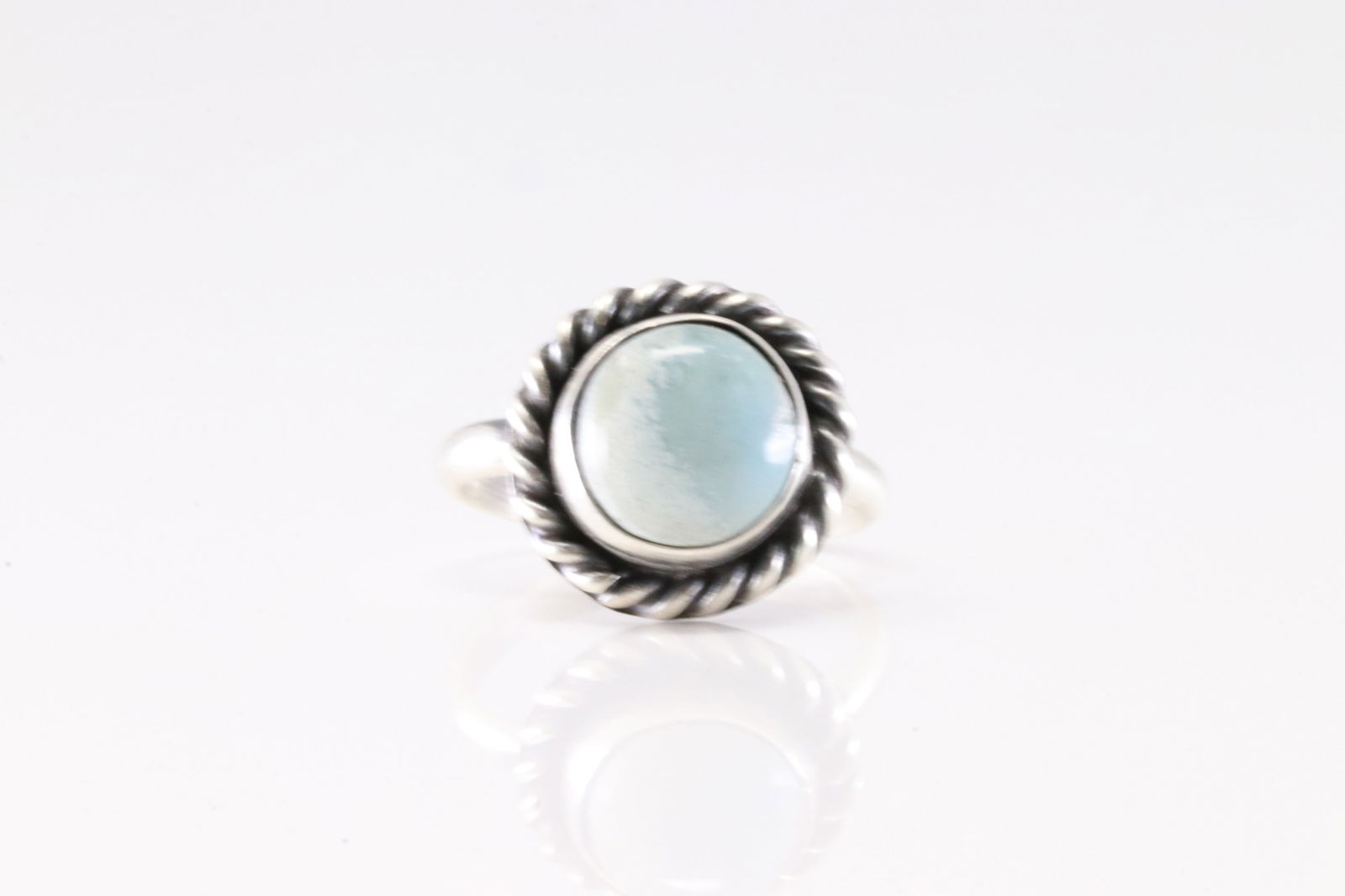 Native America Navajo Sterling Silver Larimar Turquoise Ring By Dixon. (1 of 4)