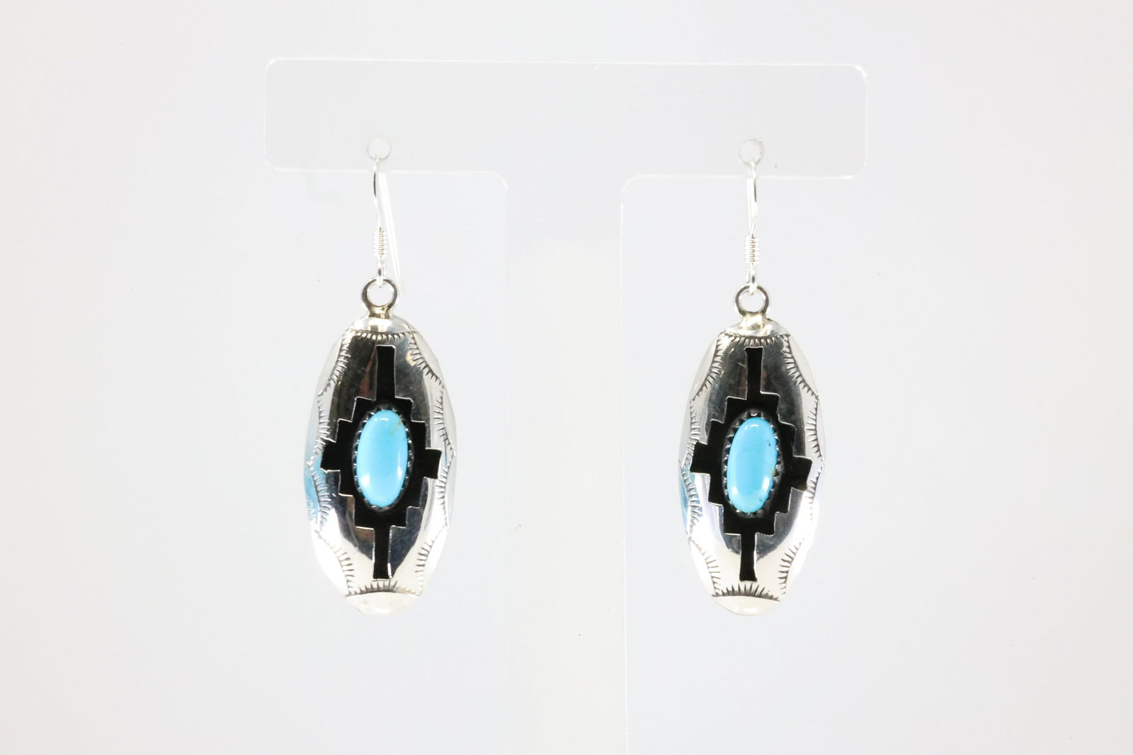 Native America Navajo Sterling Silver Turquoise Dangling Earring's By Felix Perry. From C Company. (1 of 4)