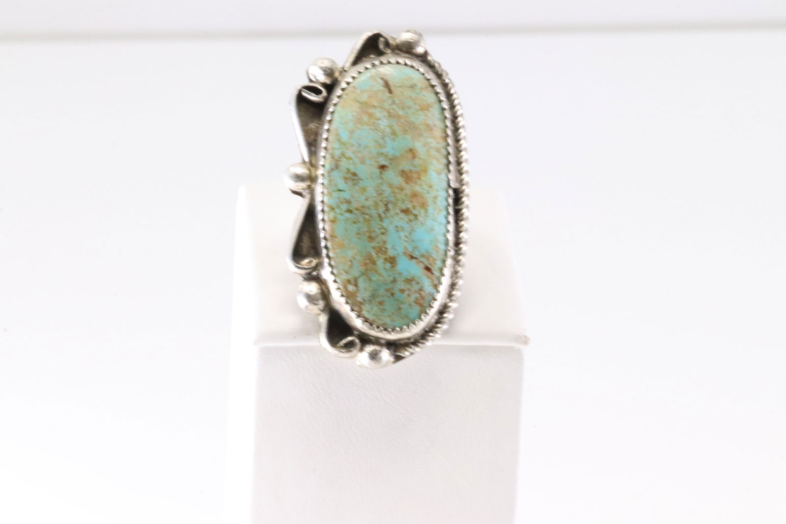 Native America Navajo Sterling Silver Turquoise Ring By HA. (1 of 4)