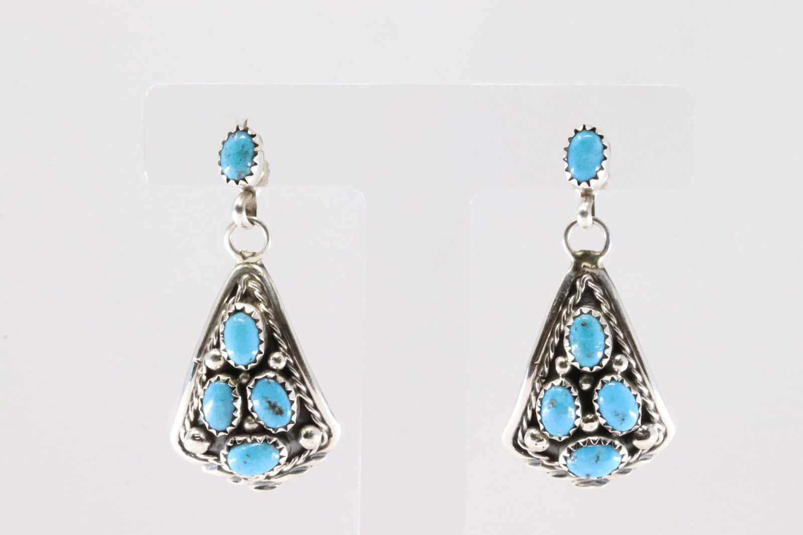 Native America Navajo Sterling Silver Turquoise Post / Dangling Earring's By M.Chee. (1 of 4)