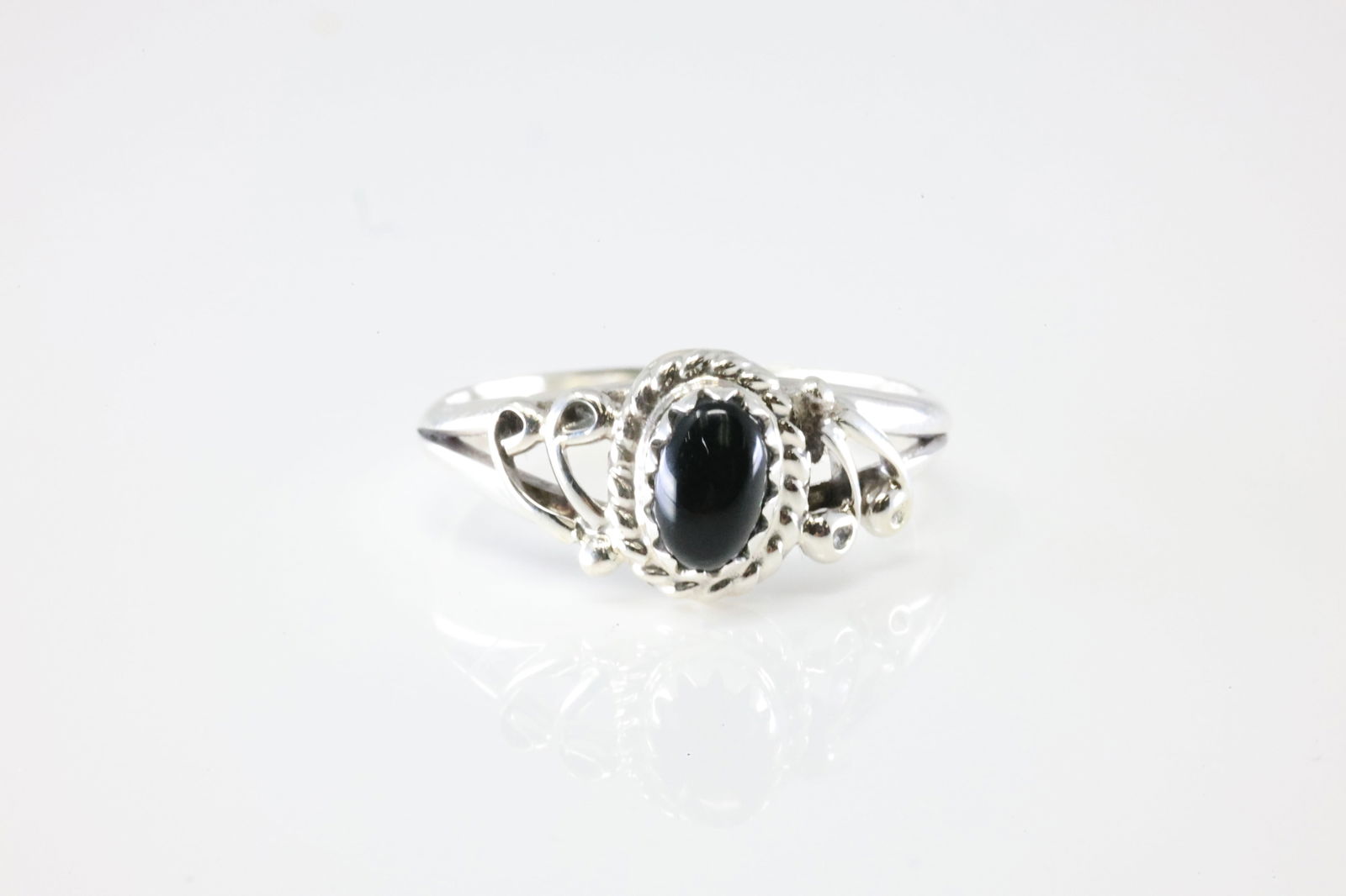 Native America Navajo Sterling Silver Black Onyx Ring By Letricia Largo. From R.B Company. (1 of 3)