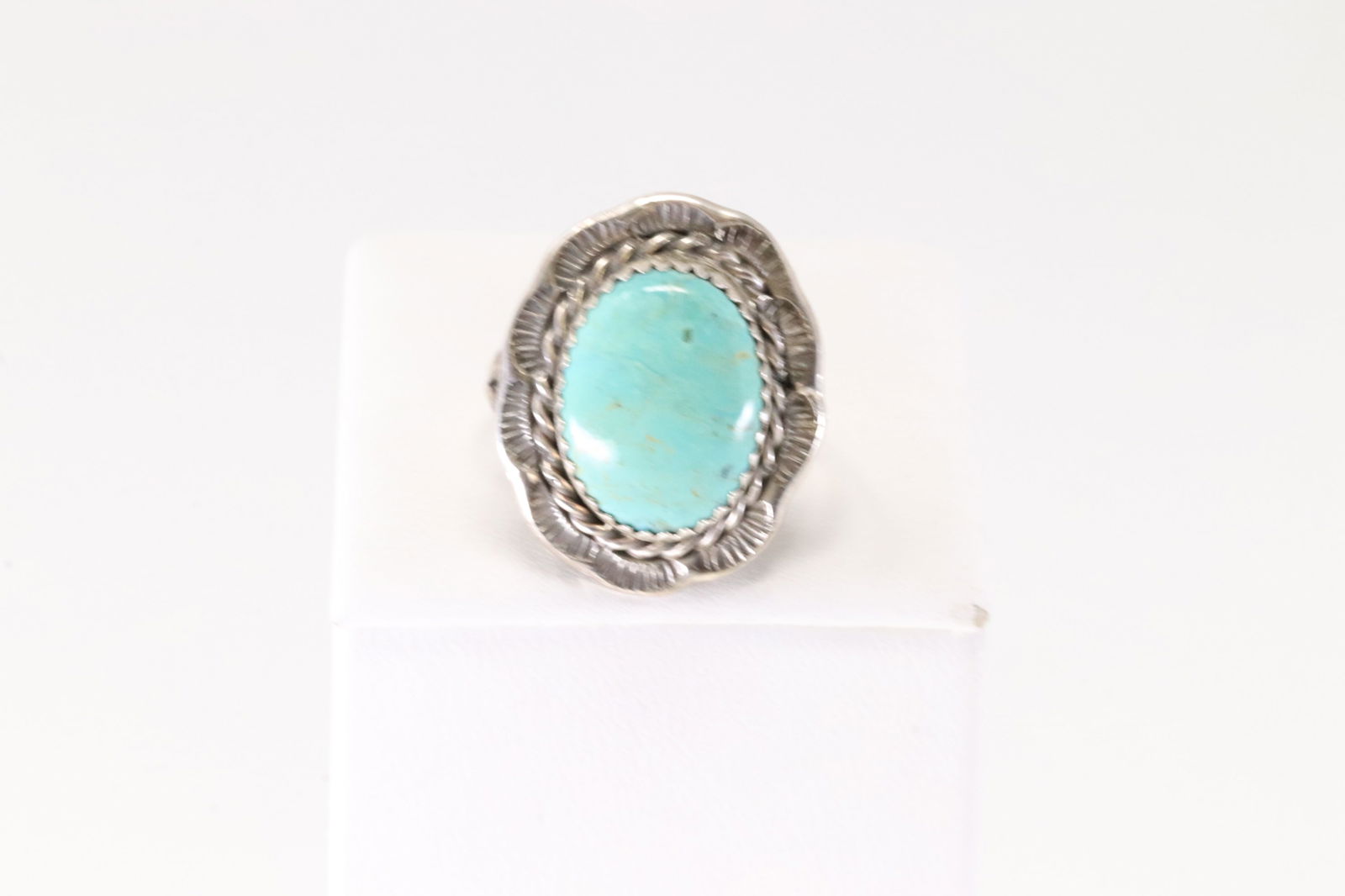 Native America Navajo Sterling Silver Turquoise Ring By F. (1 of 4)