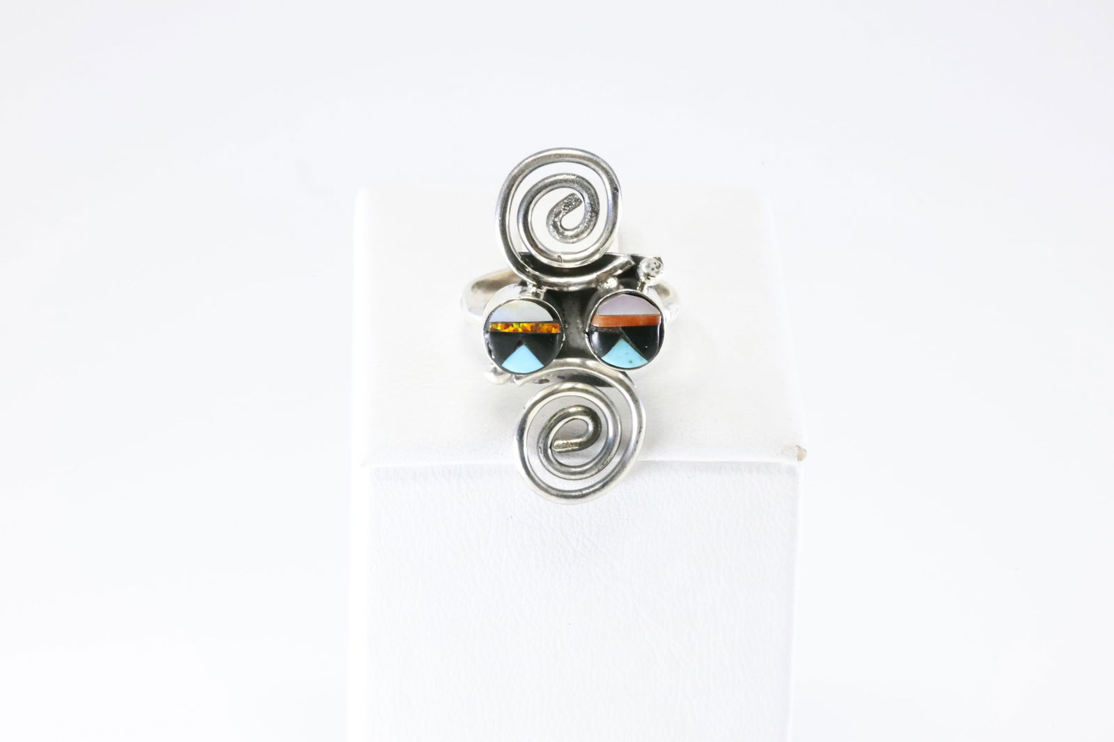 America Sterling Silver Multicolor Stone Ring. (1 of 4)