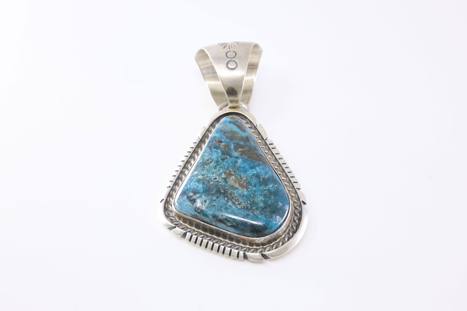 Native America Navajo Sterling Silver Turquoise Pendant By Alfred Martinez.: This is a Native America Navajo Sterling Silver Turquoise Pendant By Alfred Martinez. Stamp AM.