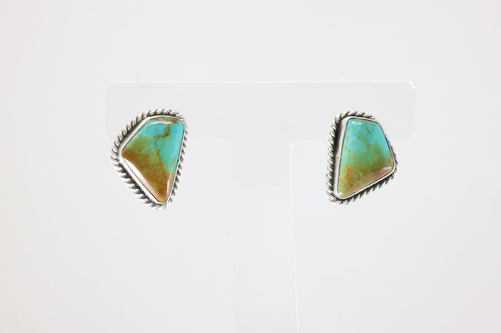 Native America Navajo Sterling Silver Kingman Turquoise Post Earring's By Chassity Belone. (1 of 4)