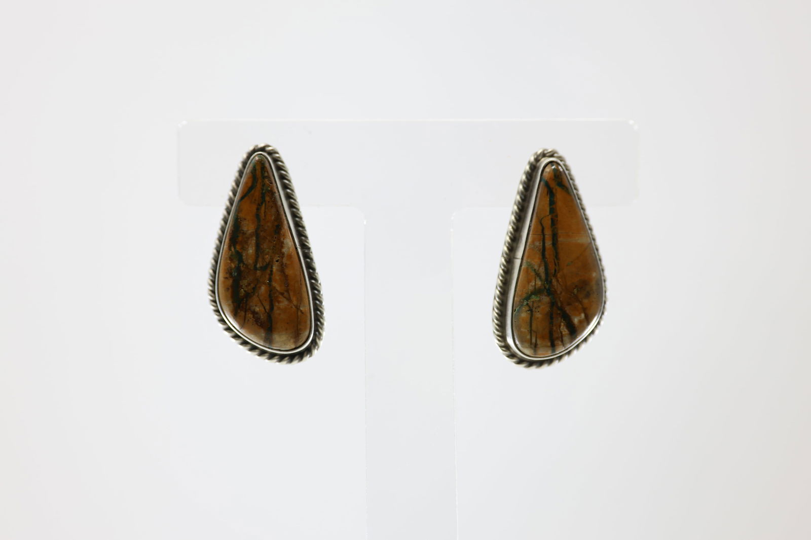 Native America Navajo Sterling Silver Royston Ribbon Post Earring's By Chasitty Belone. (1 of 4)