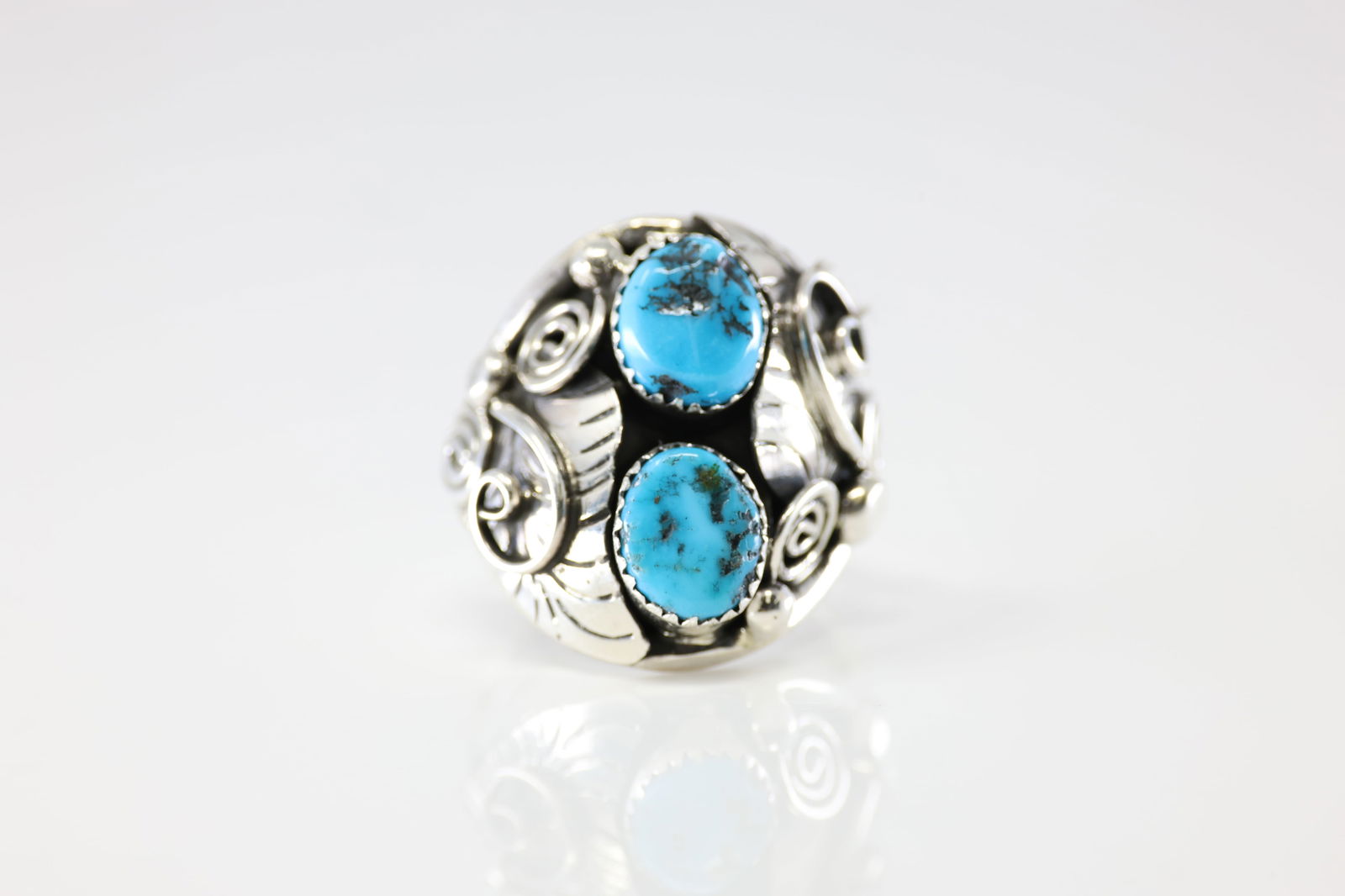 Native America Navajo Sterling Silver Turquoise Ring By B. (1 of 4)