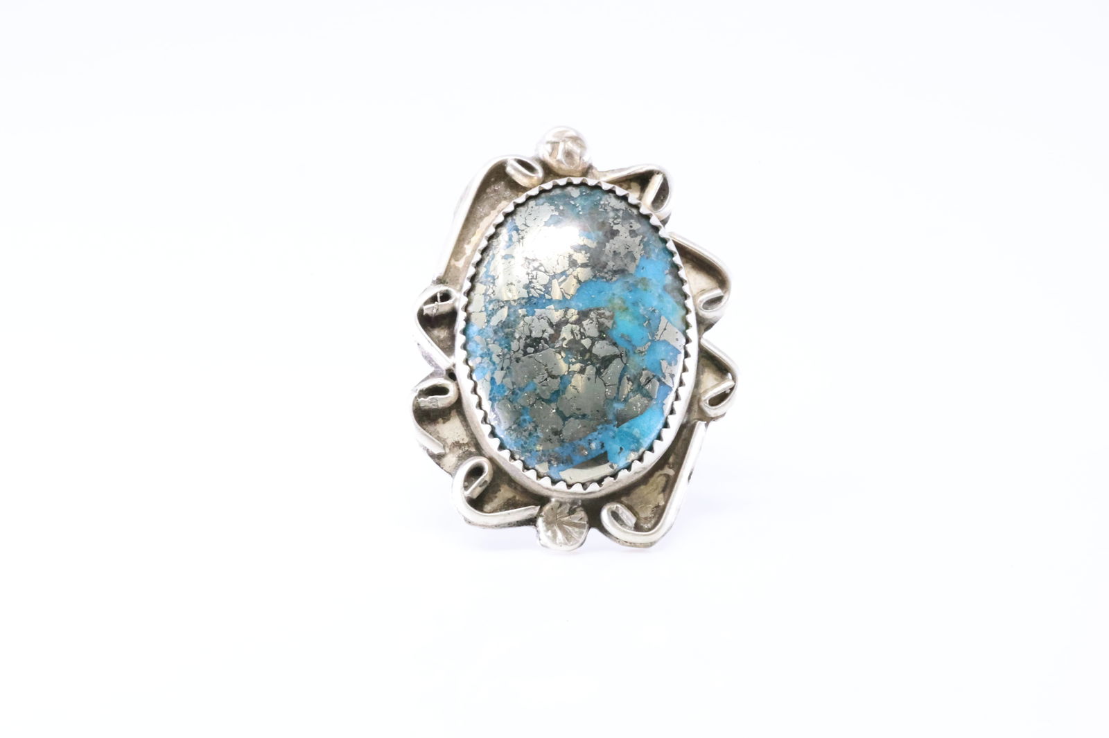Native America Navajo Sterling Silver Turquoise Ring By VH. (1 of 4)
