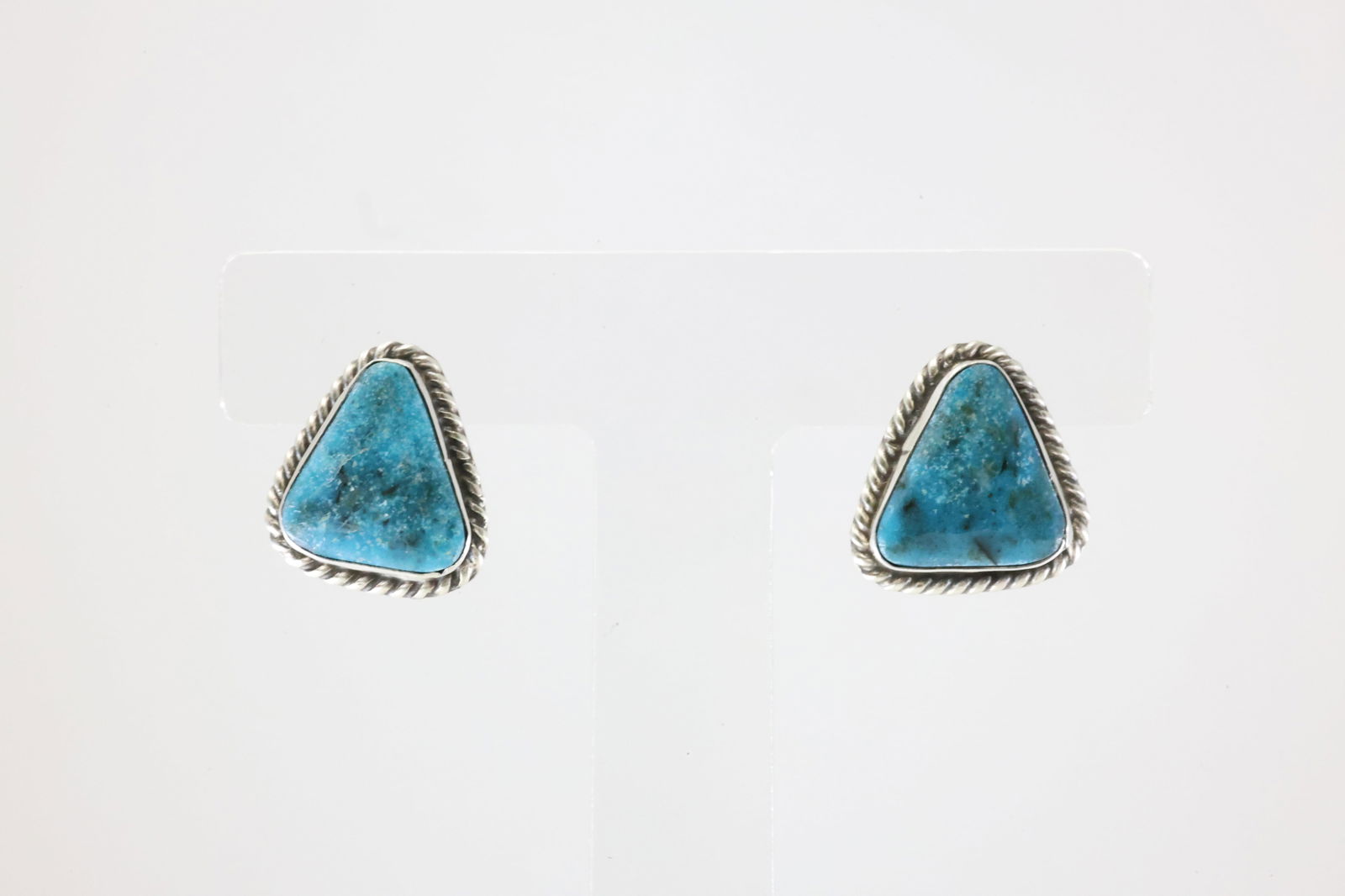 Native America Navajo Sterling Silver Kingman Turquoise Post Earring's By Chassity Belone. (1 of 4)