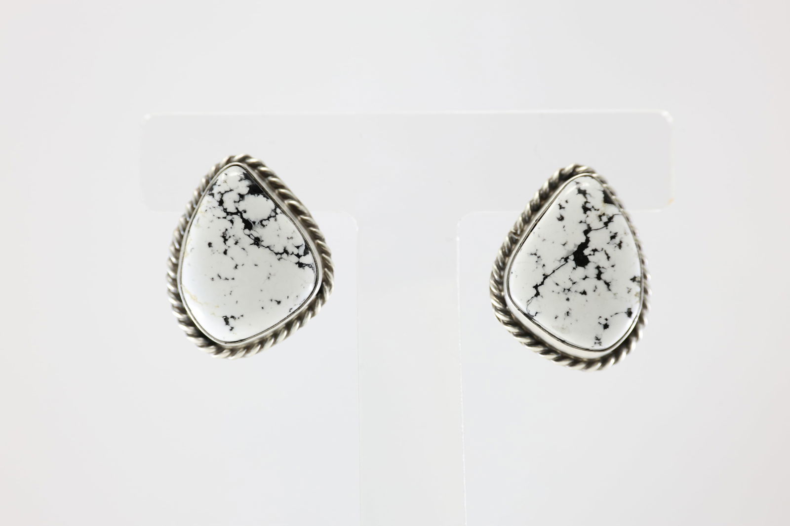 Native America Navajo Sterling Silver White Buffalo Post Earring's By Trish Largo. (1 of 3)