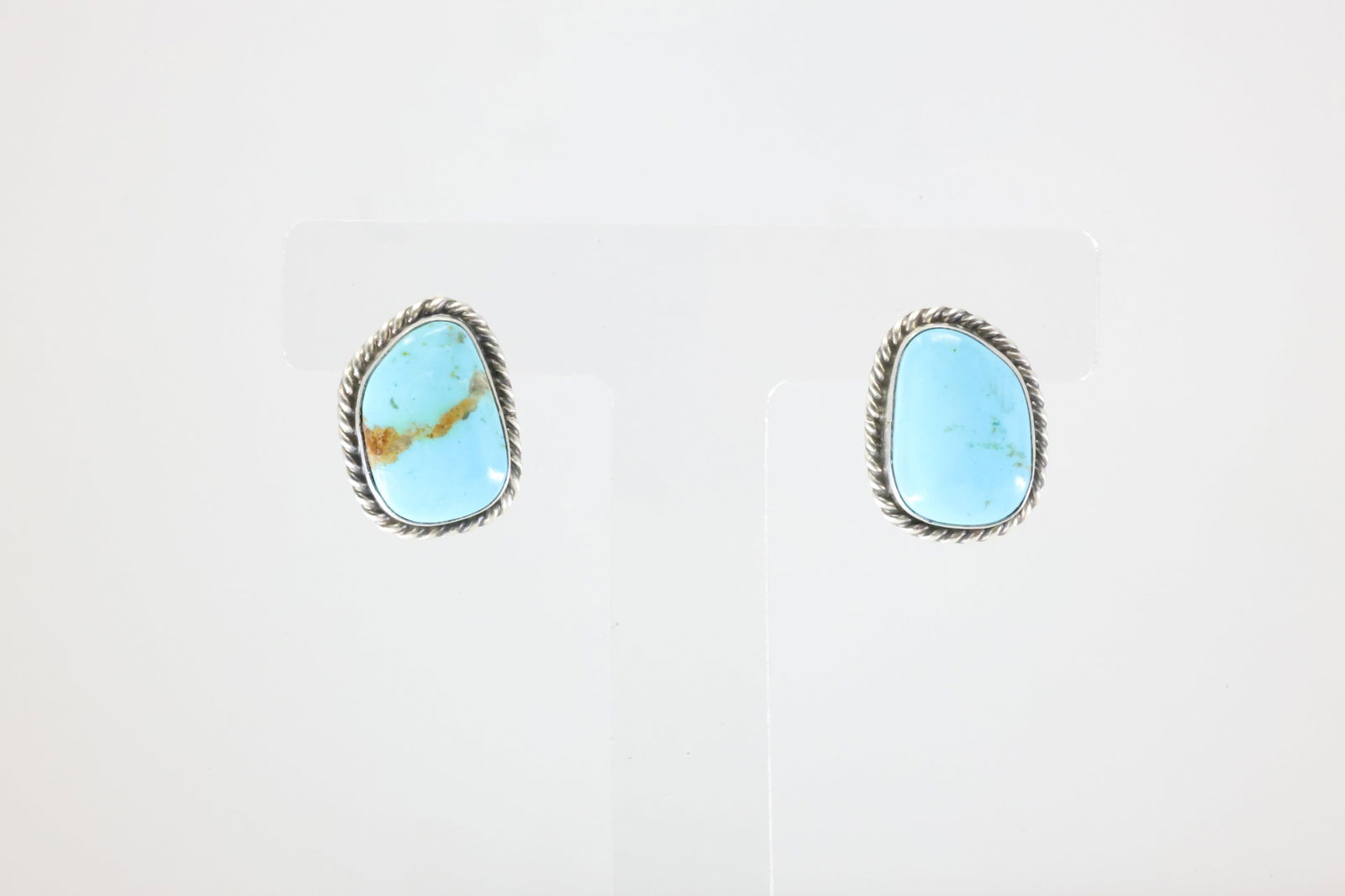 Native America Navajo Sterling Silver Kingman Turquoise Post Earring's By Chassity Belone. (1 of 4)