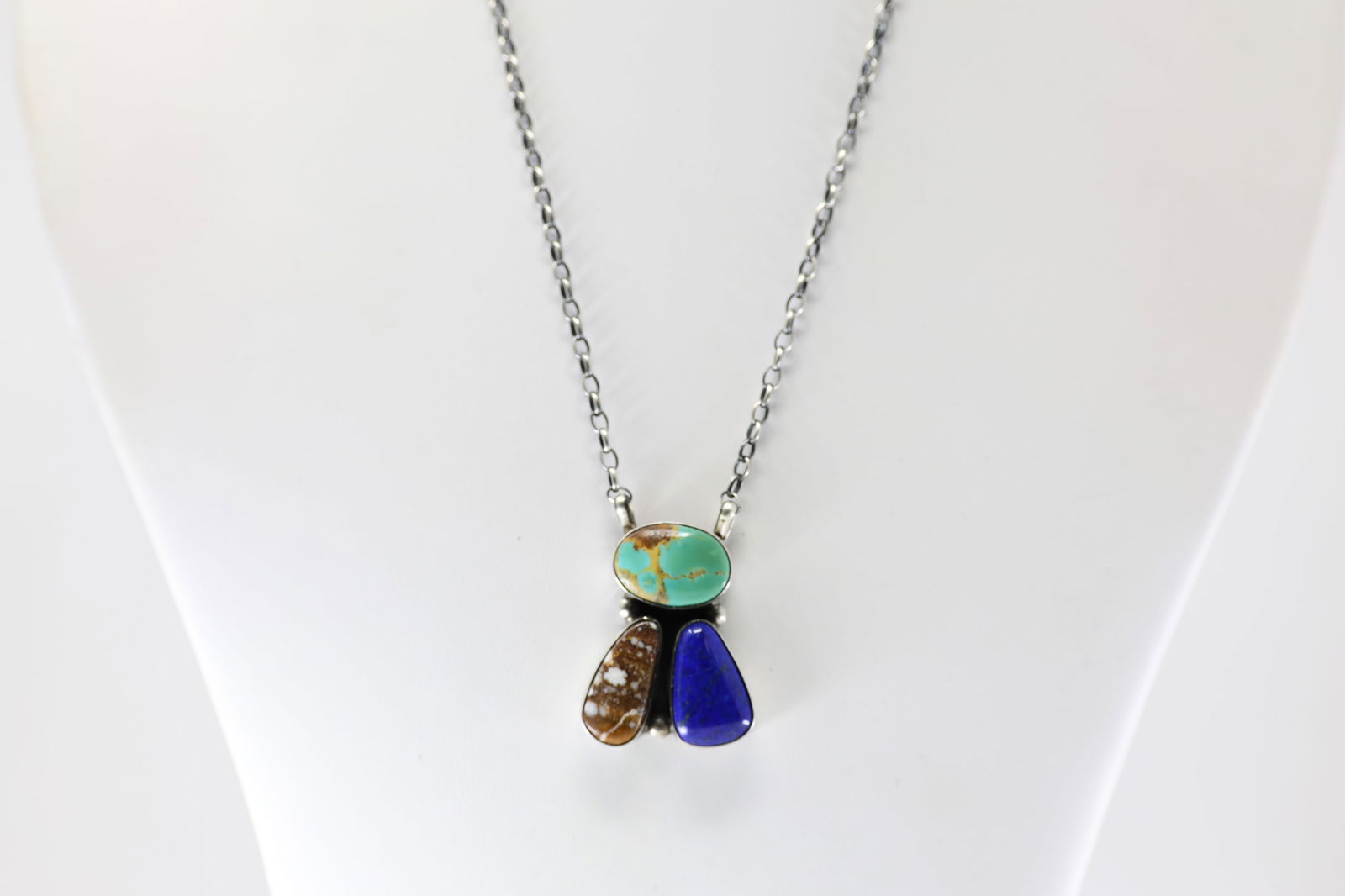 Native America Navajo Sterling Silver Multi-stone Necklace By Donovan Skeets. (1 of 4)