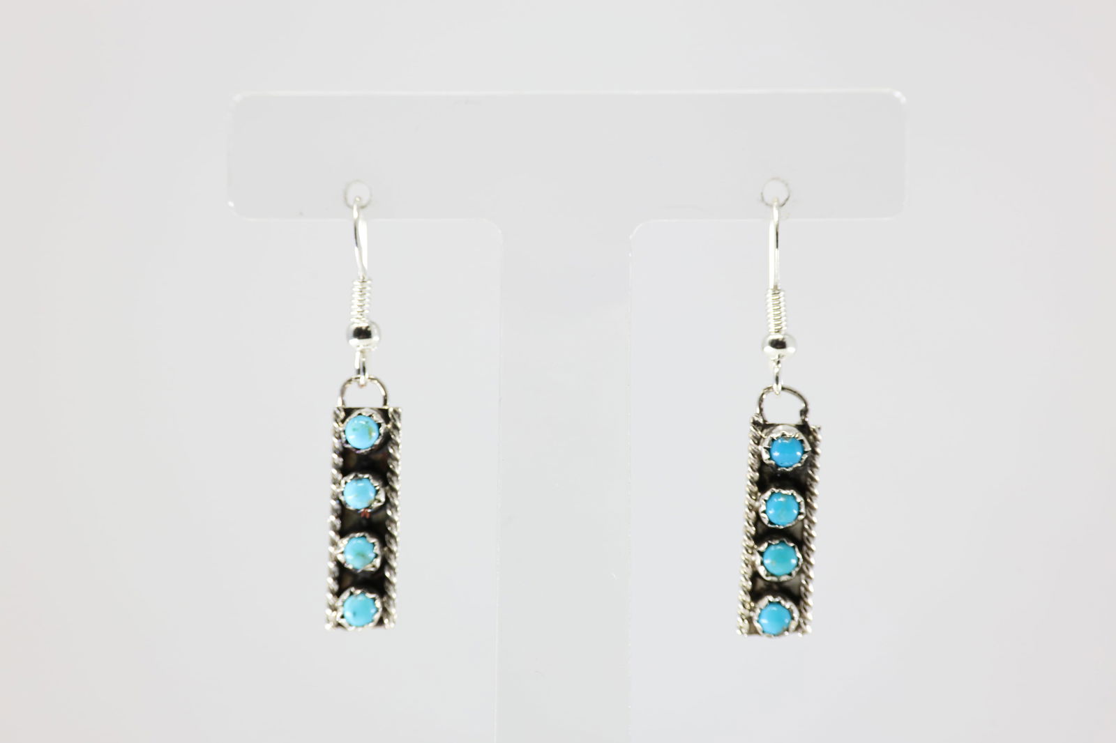 America Sterling Silver Turquoise Dangling Earring's. (1 of 3)
