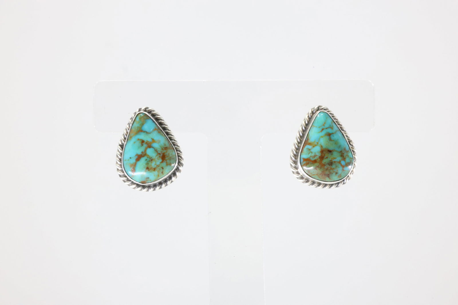 Native America Navajo Sterling Silver Kingman Turquoise Post Earring's By Chassity Belone. (1 of 4)