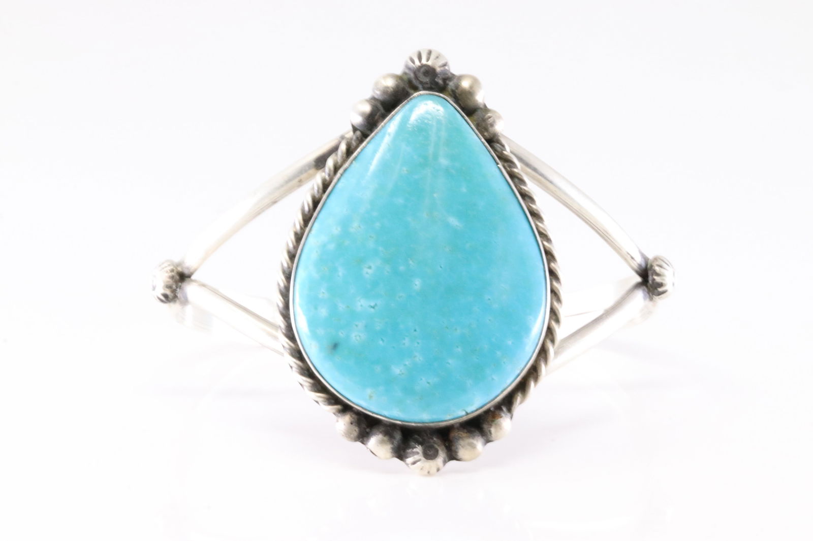 Native America Navajo Sterling Silver Kingman Turquoise Bracelet Cuff By Augustine Largo. (1 of 4)