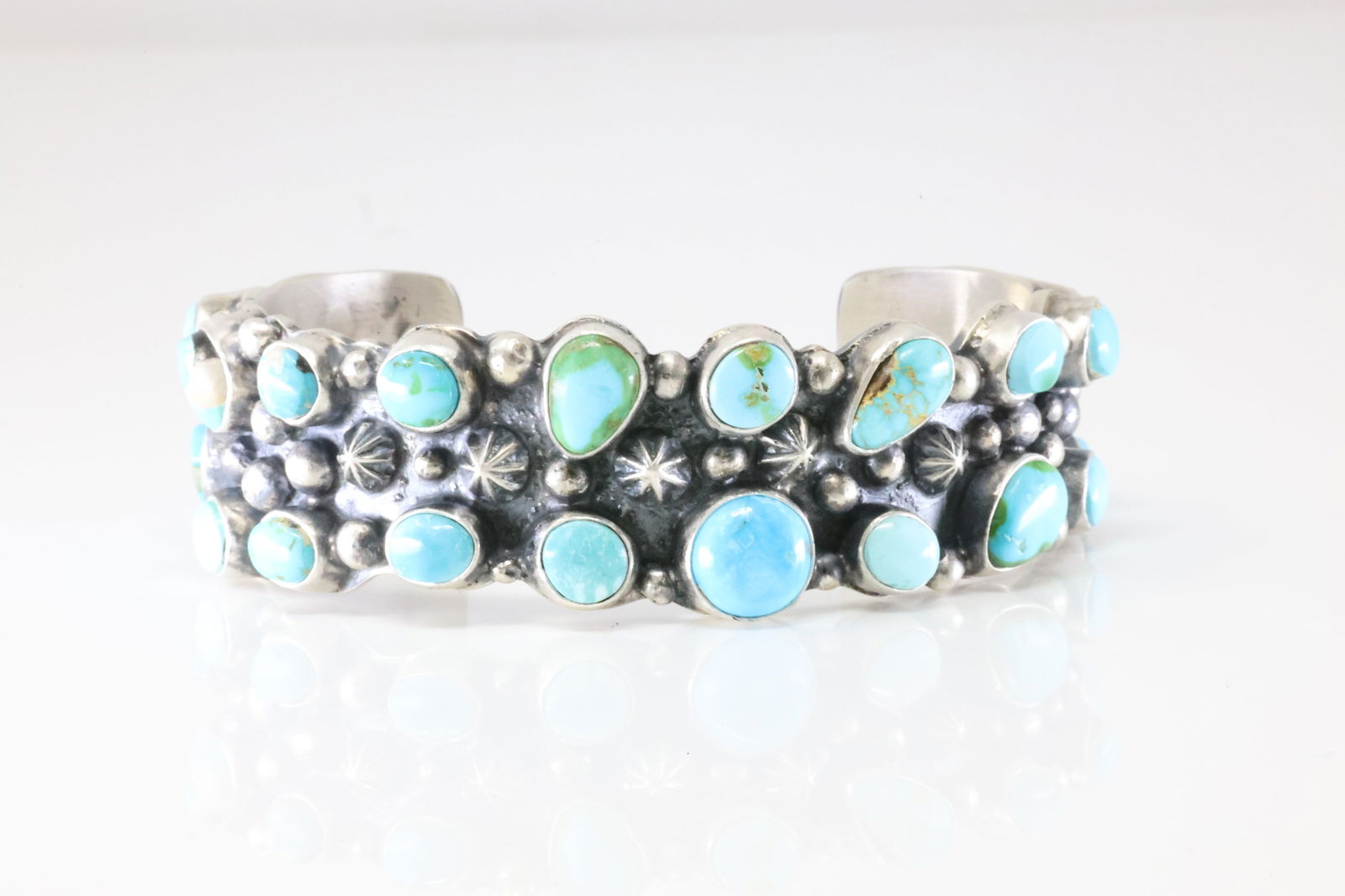 Native America Navajo Sterling Silver Turquoise Bracelet Cuff By Bob Becentl. (1 of 4)