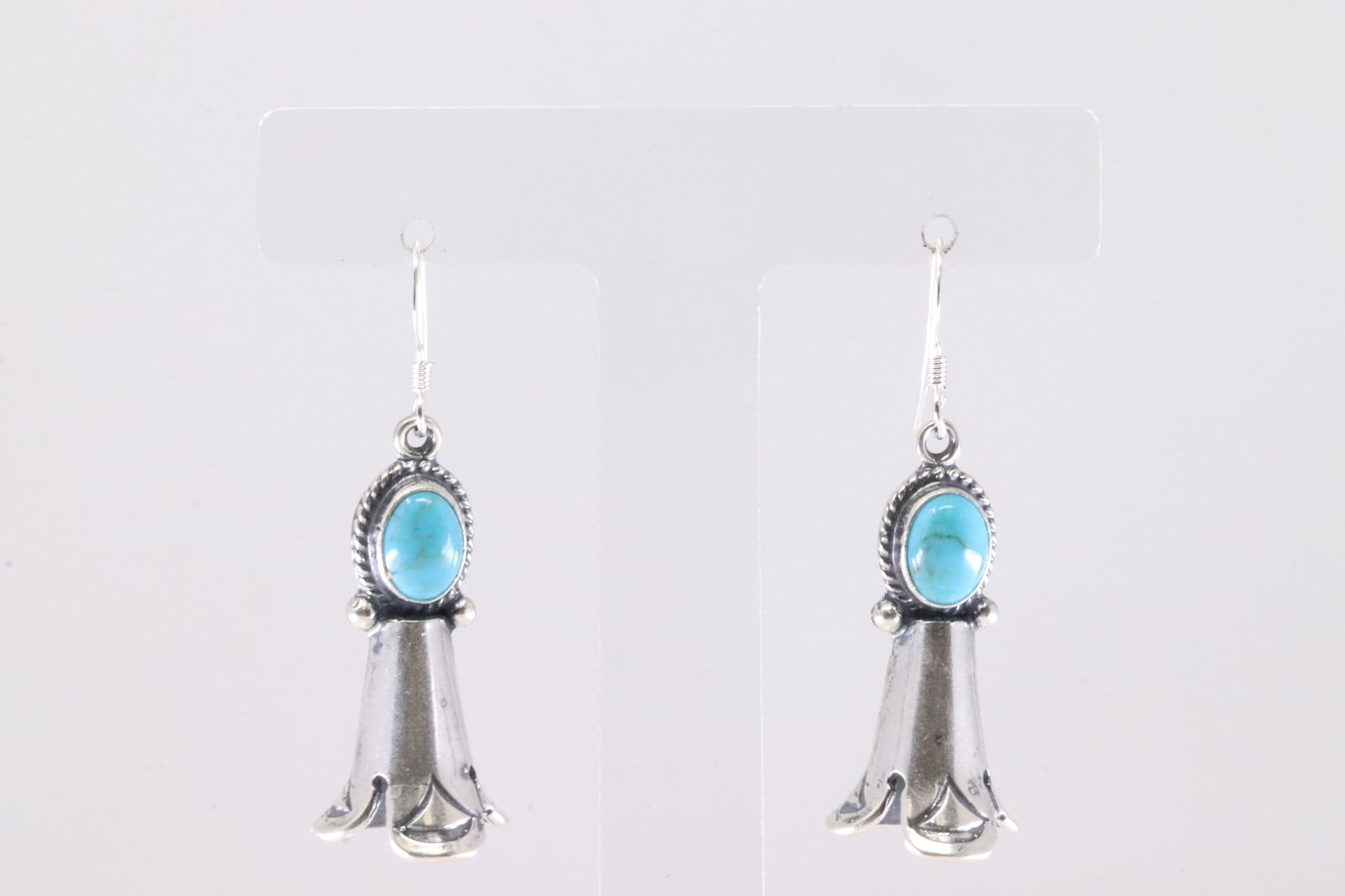America Sterling Silver Turquoise Blossom Dangling Earring's.: This is a America Sterling Silver Turquoise Blossom Dangling Earring's.