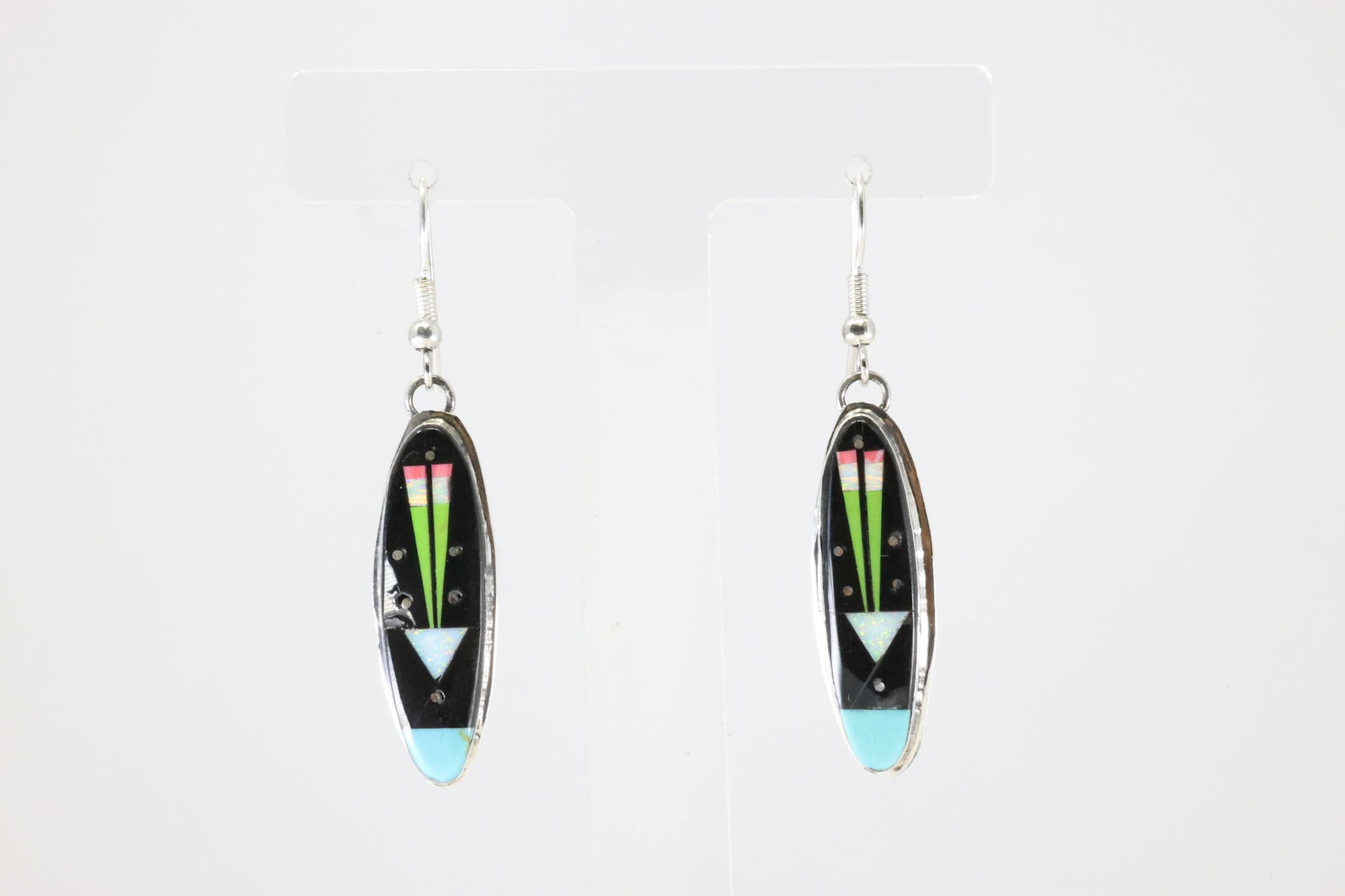 Native America Navajo Sterling Silver Sky Night Inlay Dangling Earring's By Gilbert Smith. (1 of 4)