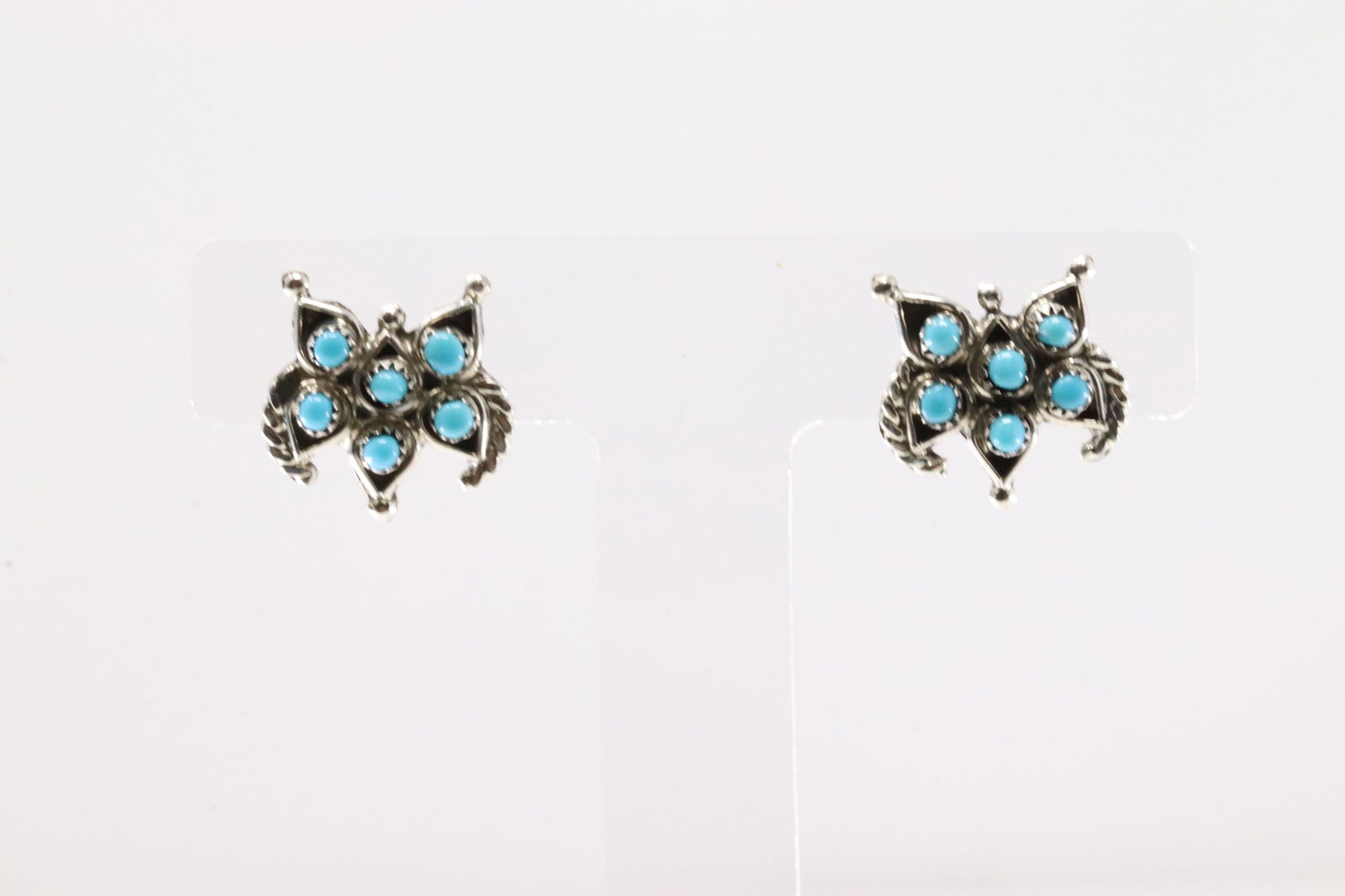 America Sterling Silver Turquoise Post Dangling Earring's. (1 of 4)