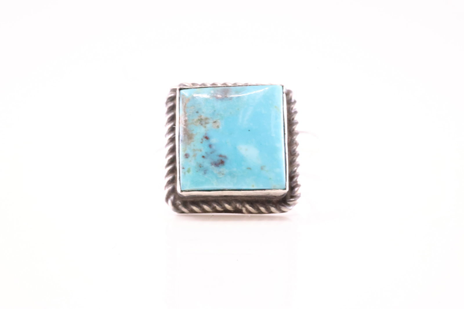 Native America Navajo Sterling Silver Turquoise Ring By SJ.: This is a Native America Navajo Sterling Silver Turquoise Ring By SJ. Stamp SJ. Ring Size: 8.00.
