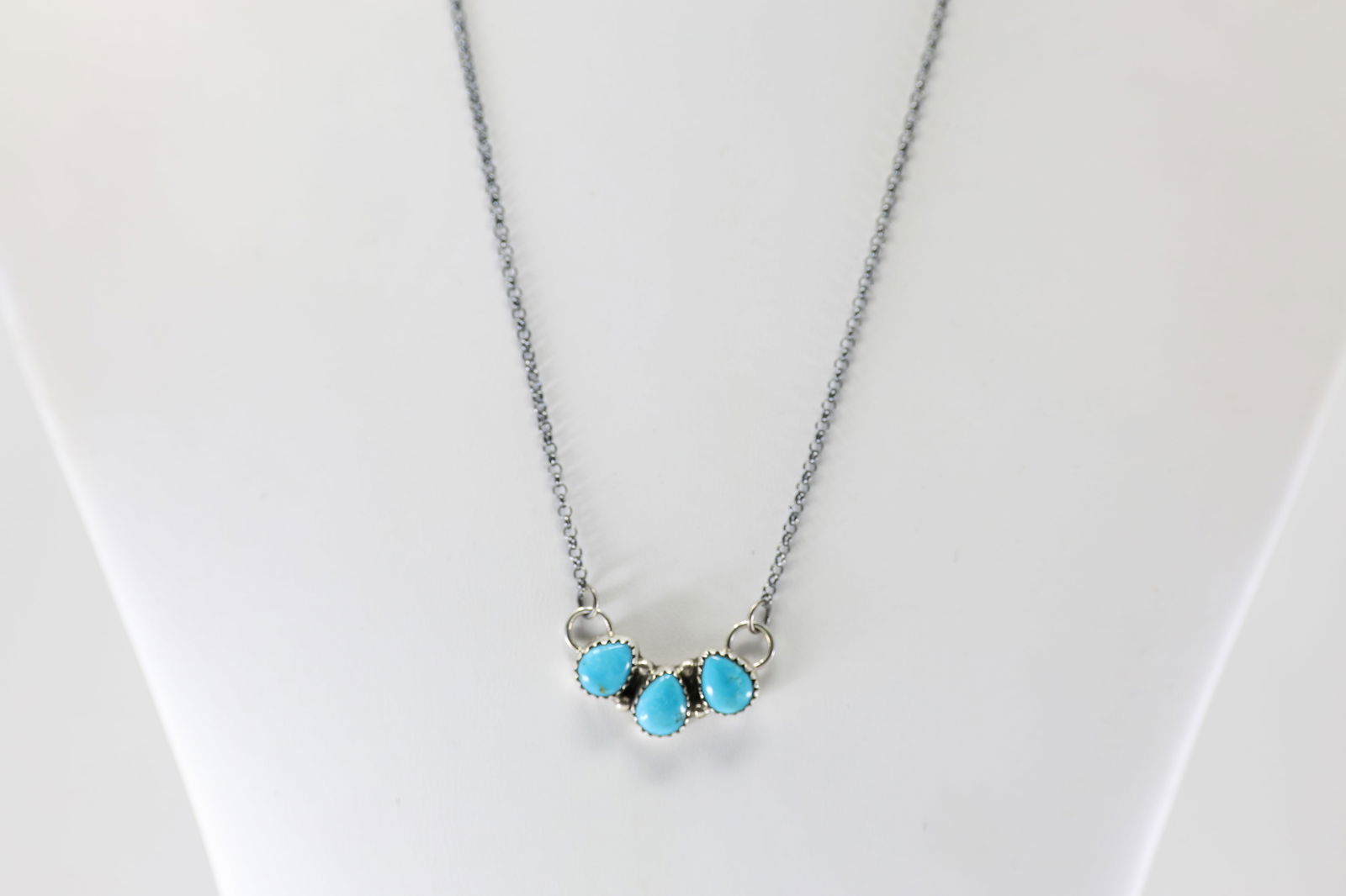Native America Navajo Sterling Silver Turquoise Necklace By B. (1 of 4)