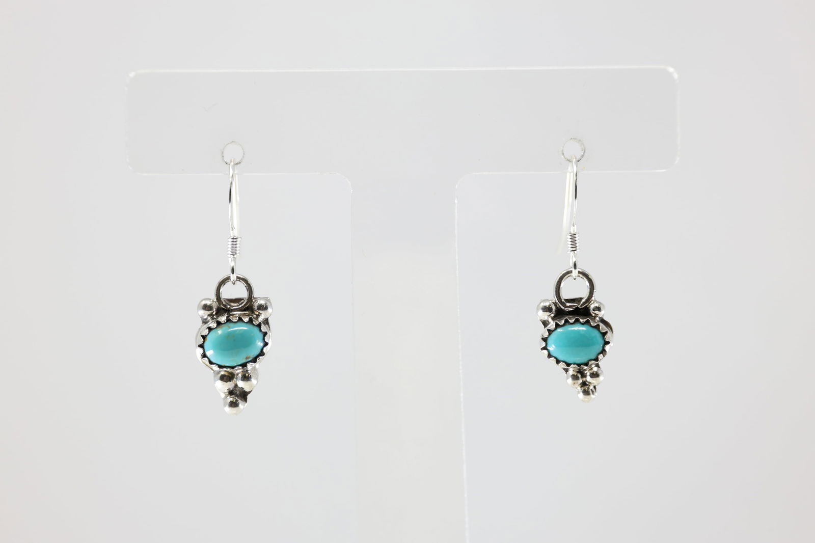 America Sterling Silver Turquoise Dangling Earring's. (1 of 3)