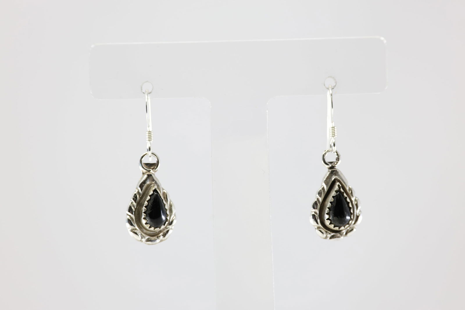 America Sterling Silver Black Onyx Dangling Earring's. (1 of 3)