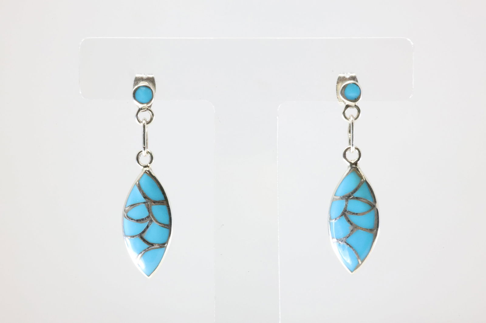 America Sterling Silver Turquoise Post Dangling Earring's. (1 of 4)