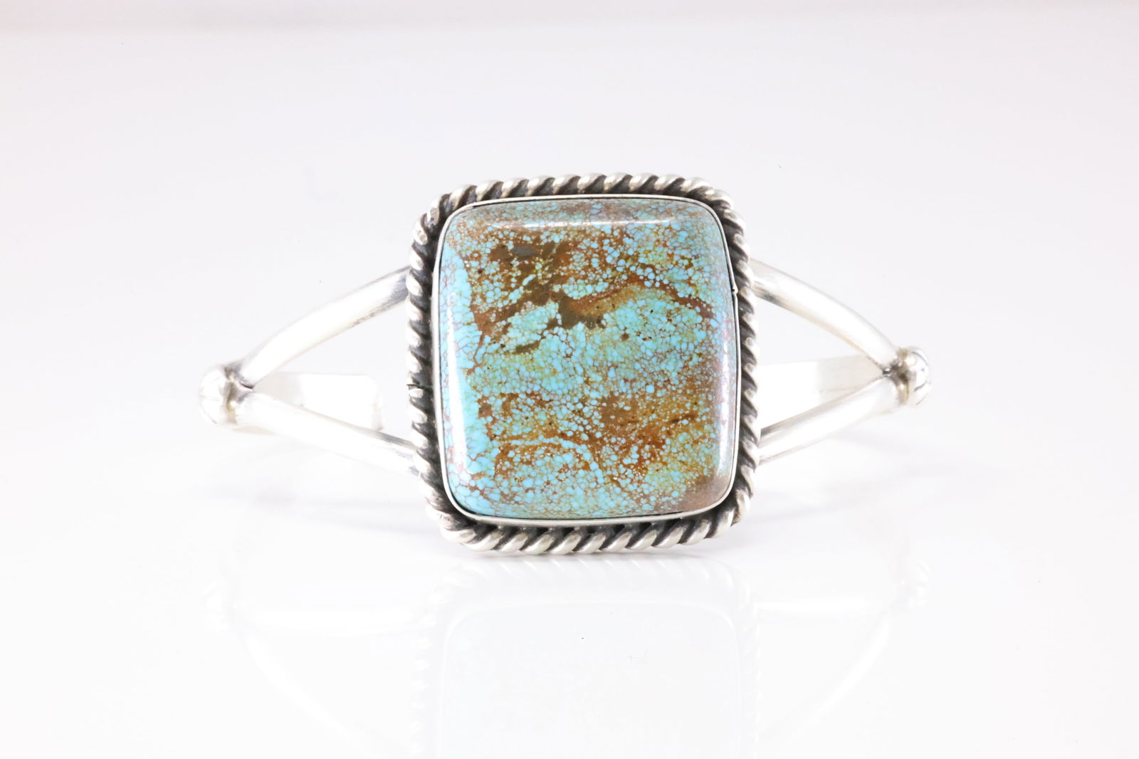 Native America Navajo Sterling Silver Number 8 Turquoise Bracelet Cuff By Augustine Largo. (1 of 4)