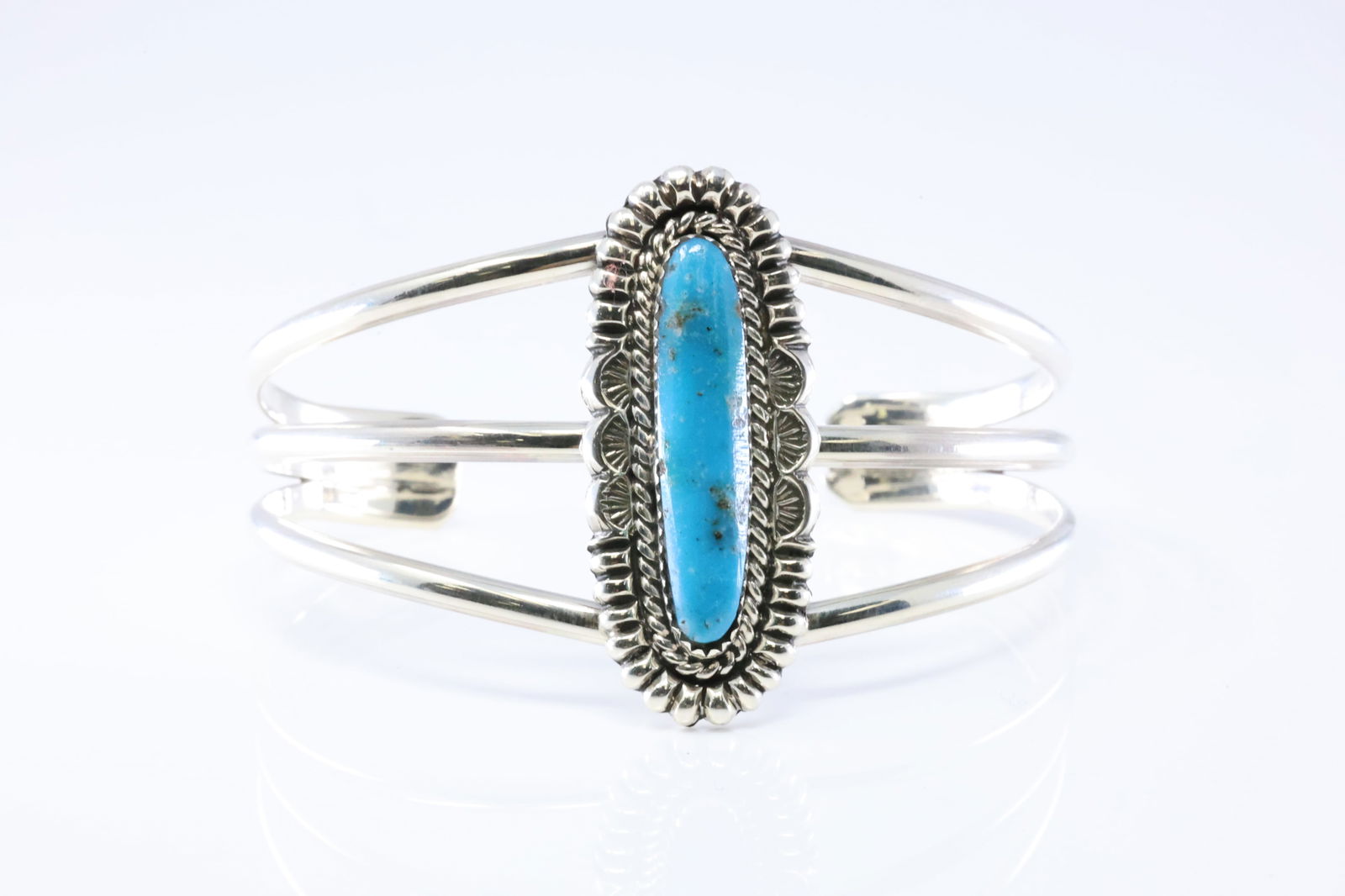 Native America Navajo Sterling Silver Turquoise Bracelet Cuff By Michael Yazzie. From R.B Company. (1 of 4)