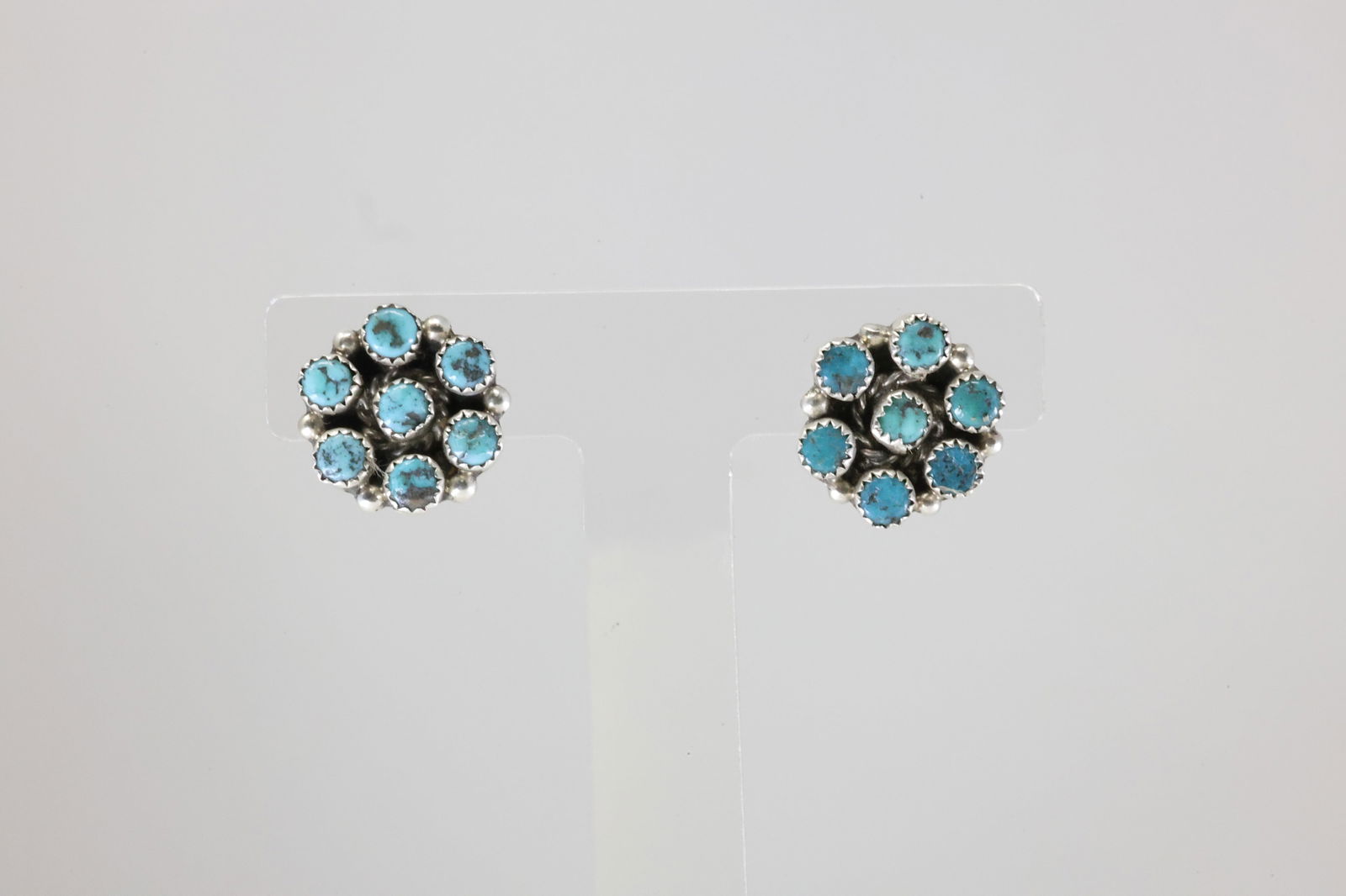 Native America Navajo Sterling Silver Turquoise Post Earring's Maxine Ramirez. (1 of 3)