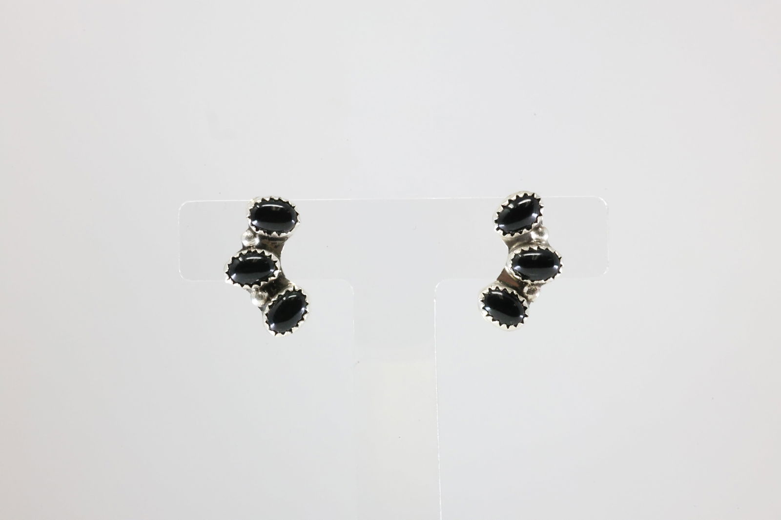 Native America Navajo Sterling Silver Black Onyx Post Earring's By B. (1 of 4)