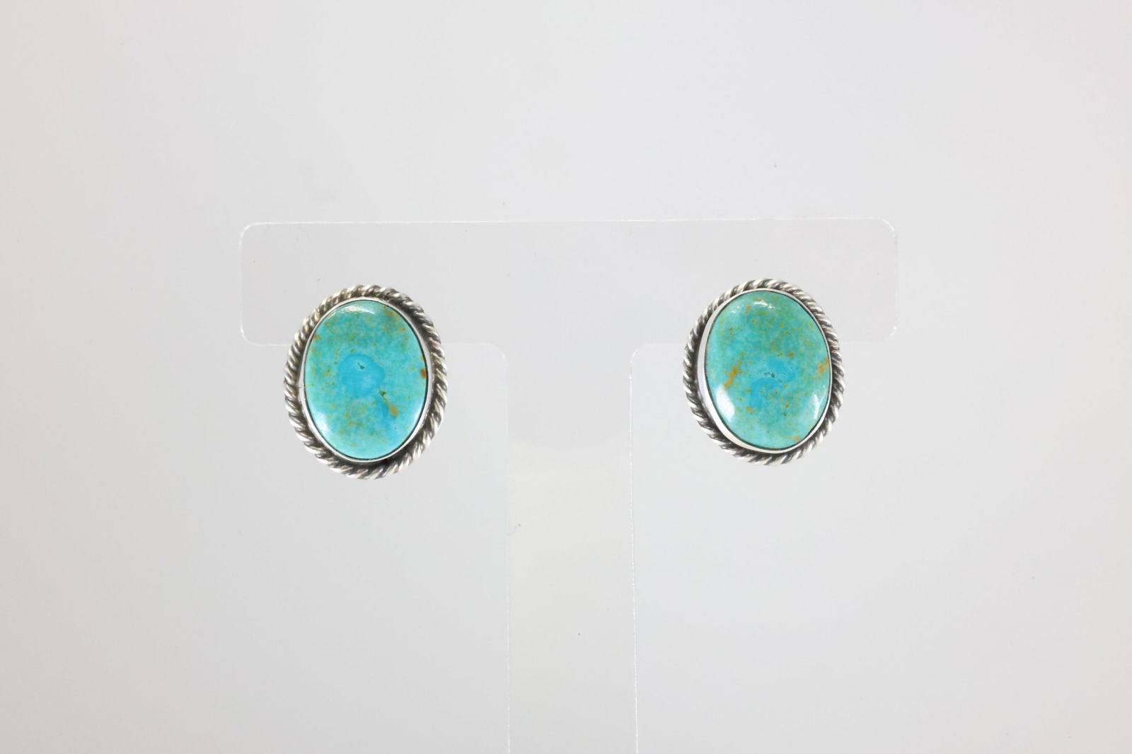 Native America Navajo Sterling Silver Kingman Turquoise Post Earring's By Chassity Belone. (1 of 4)