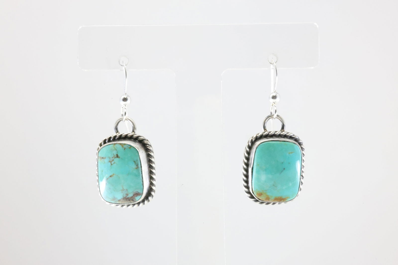 Native America Navajo Sterling Silver Kingman Turquoise Dangling Earring's By Chassity Belone. (1 of 4)