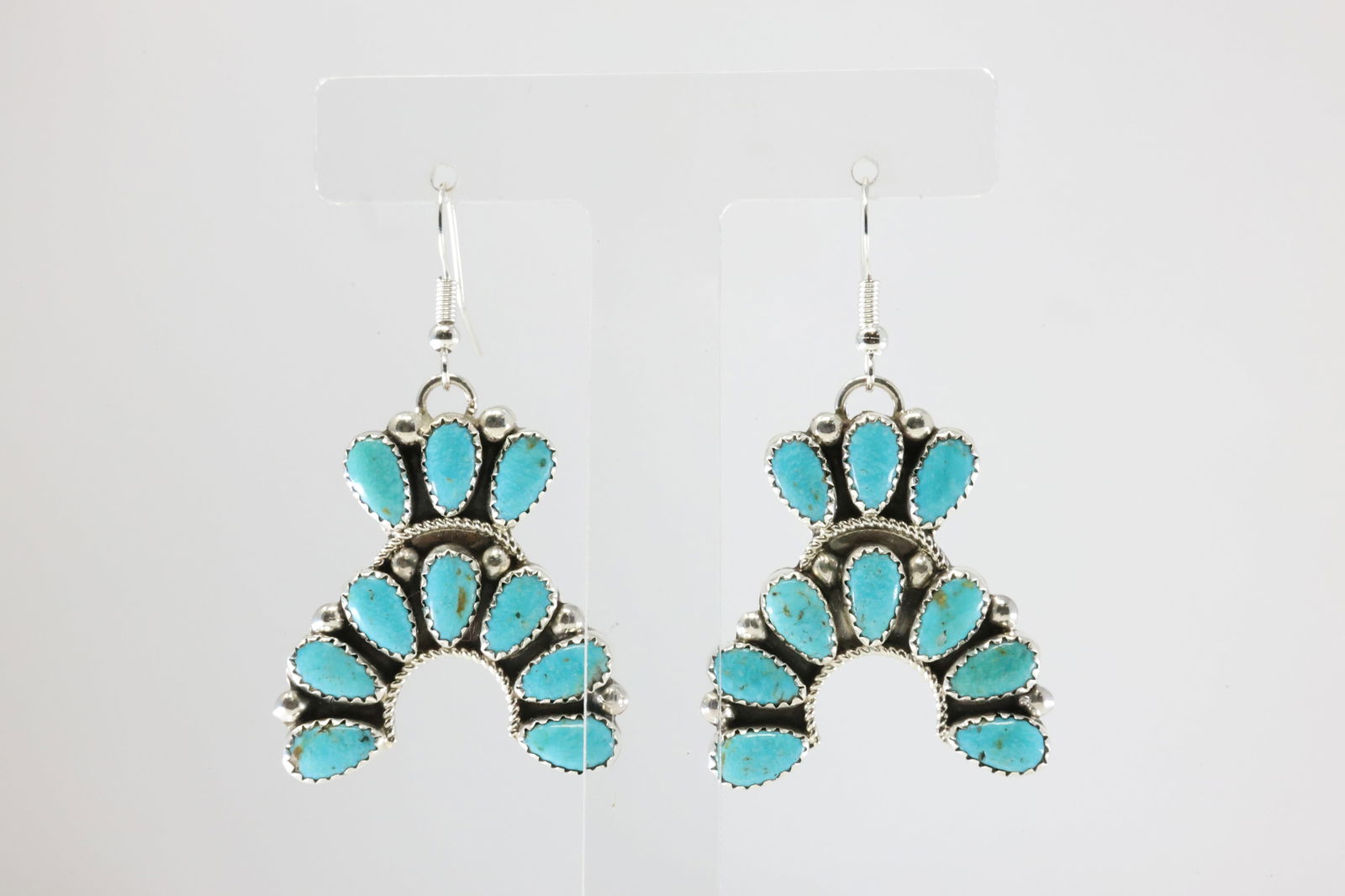 Native America Navajo Sterling Silver Kingman Turquoise Dangling Earring's By Rodney Notah. (1 of 4)