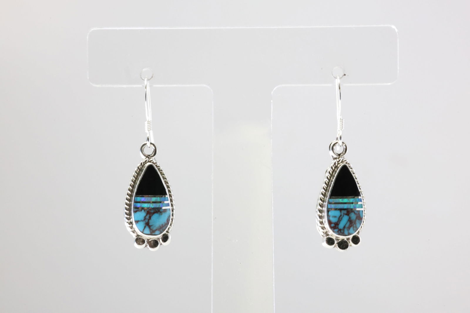 America Sterling Silver Multicolor Inlay Dangling Earring's. (1 of 3)