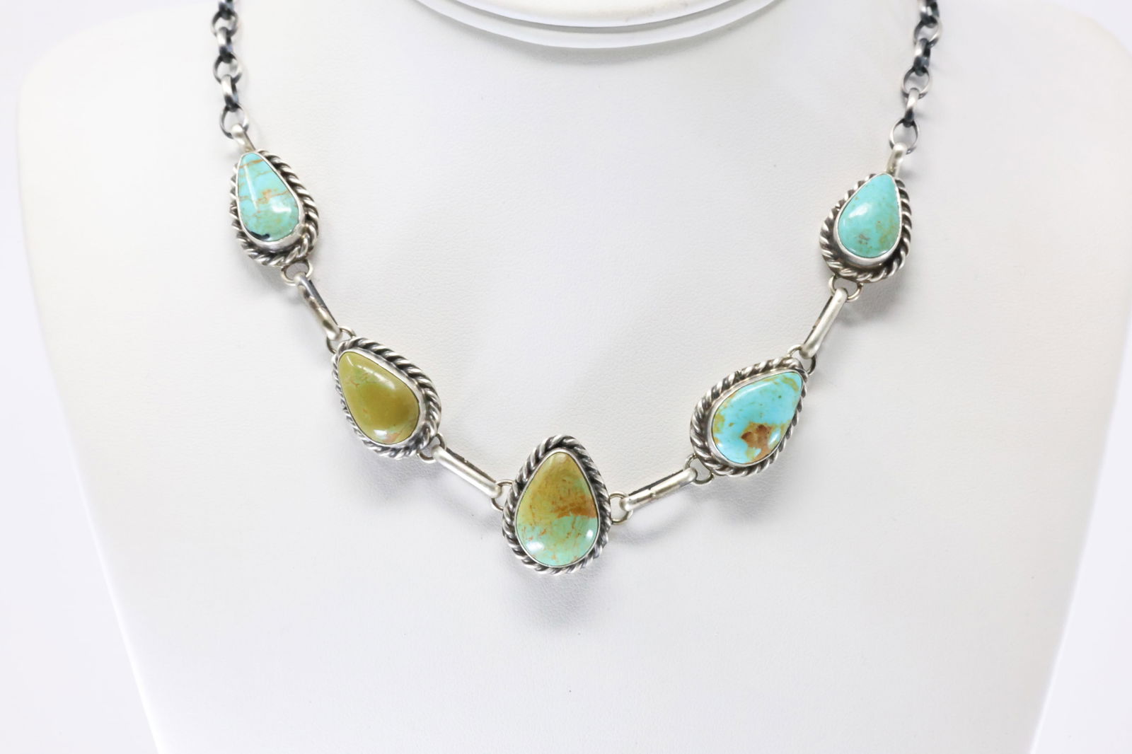Native America Navajo Sterling Silver Turquoise Necklace By Augustine Largo. (1 of 4)