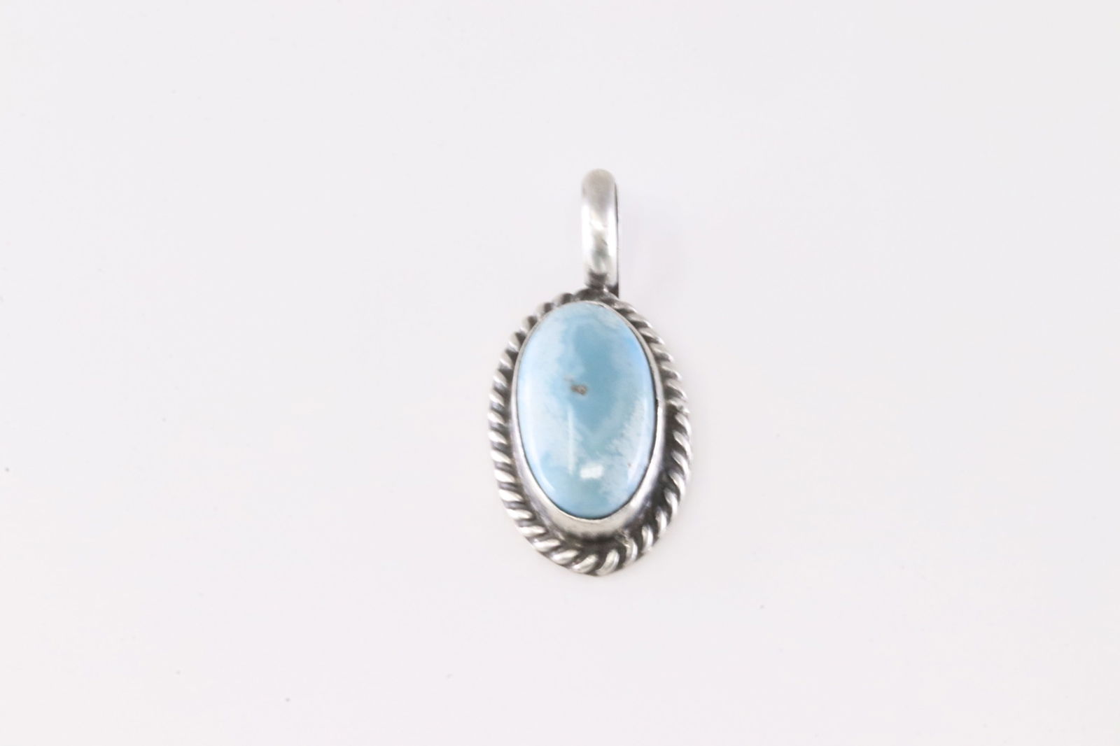 Native America Navajo Sterling Silver Larimar Pendant By Dixon.: This is a Native America Navajo Sterling Silver Larimar Pendant By Dixon. Stamp Dixon.