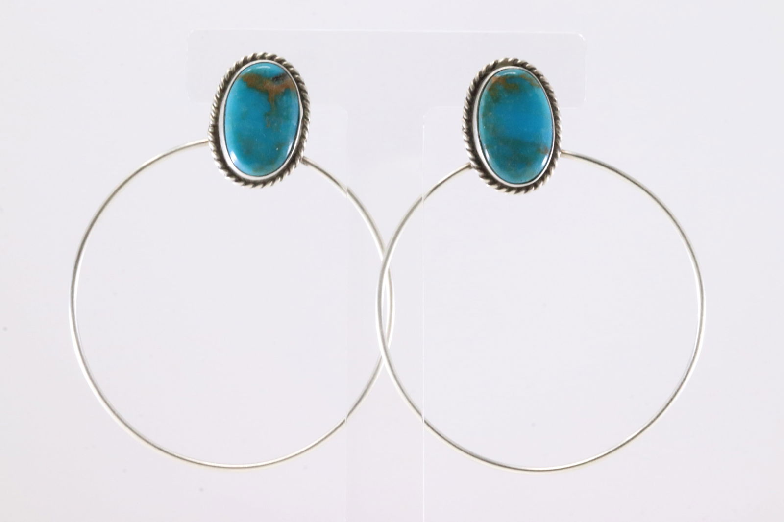 America Sterling Silver Turquoise Post Hoop Earring's.: This is a America Sterling Silver Turquoise Post Hoop Earring's.