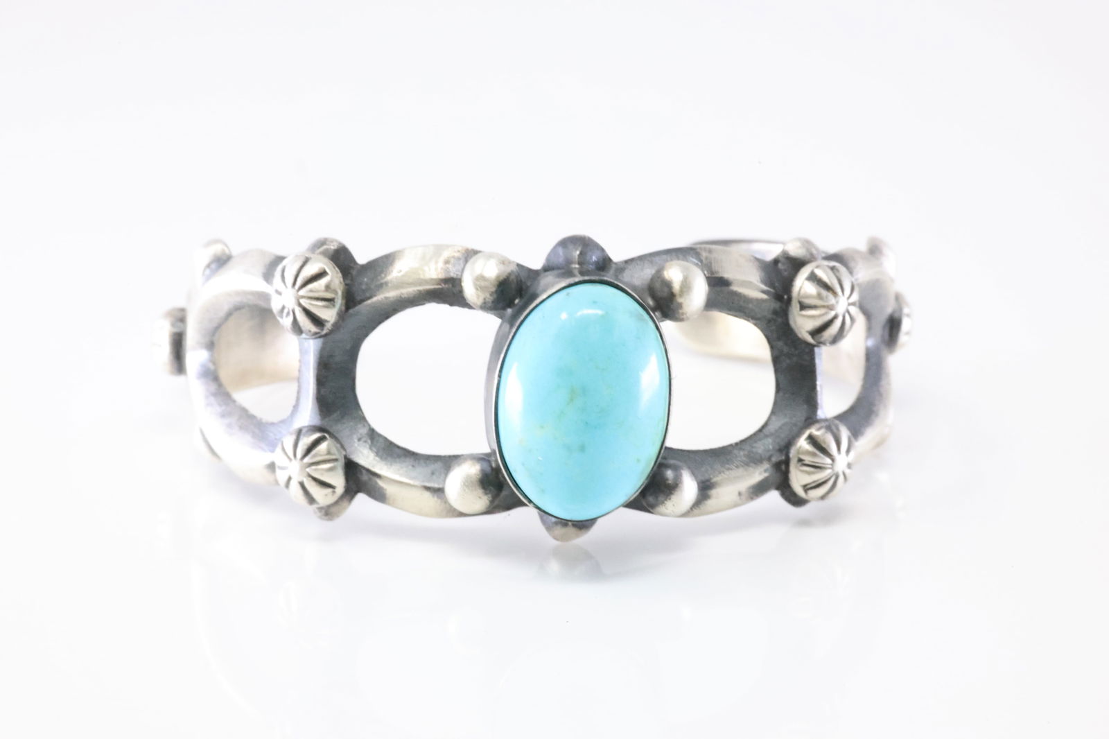 Native America Navajo Sterling Silver Turquoise Bracelet Cuff By Chimnes Butto. (1 of 4)