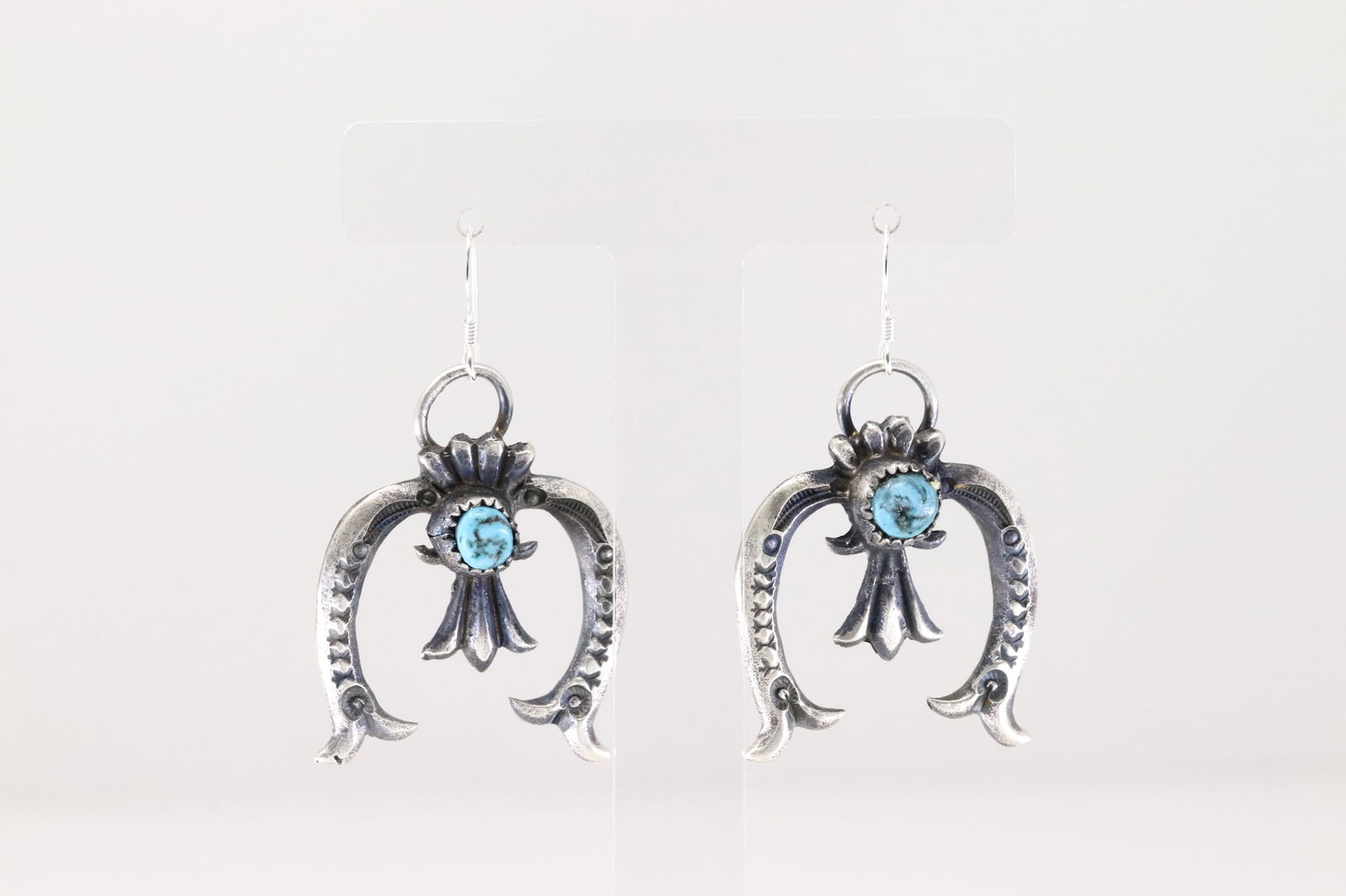 Native America Navajo Sterling Silver Kingman Turquoise Naja Dangling Earring's By Eva & Linberg (1 of 4)