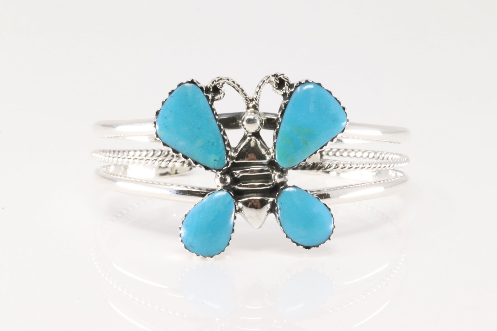 Native America Navajo Sterling Silver Turquoise Butterfly Bracelet Cuff By Gregg Yazzie. From R.B (1 of 4)